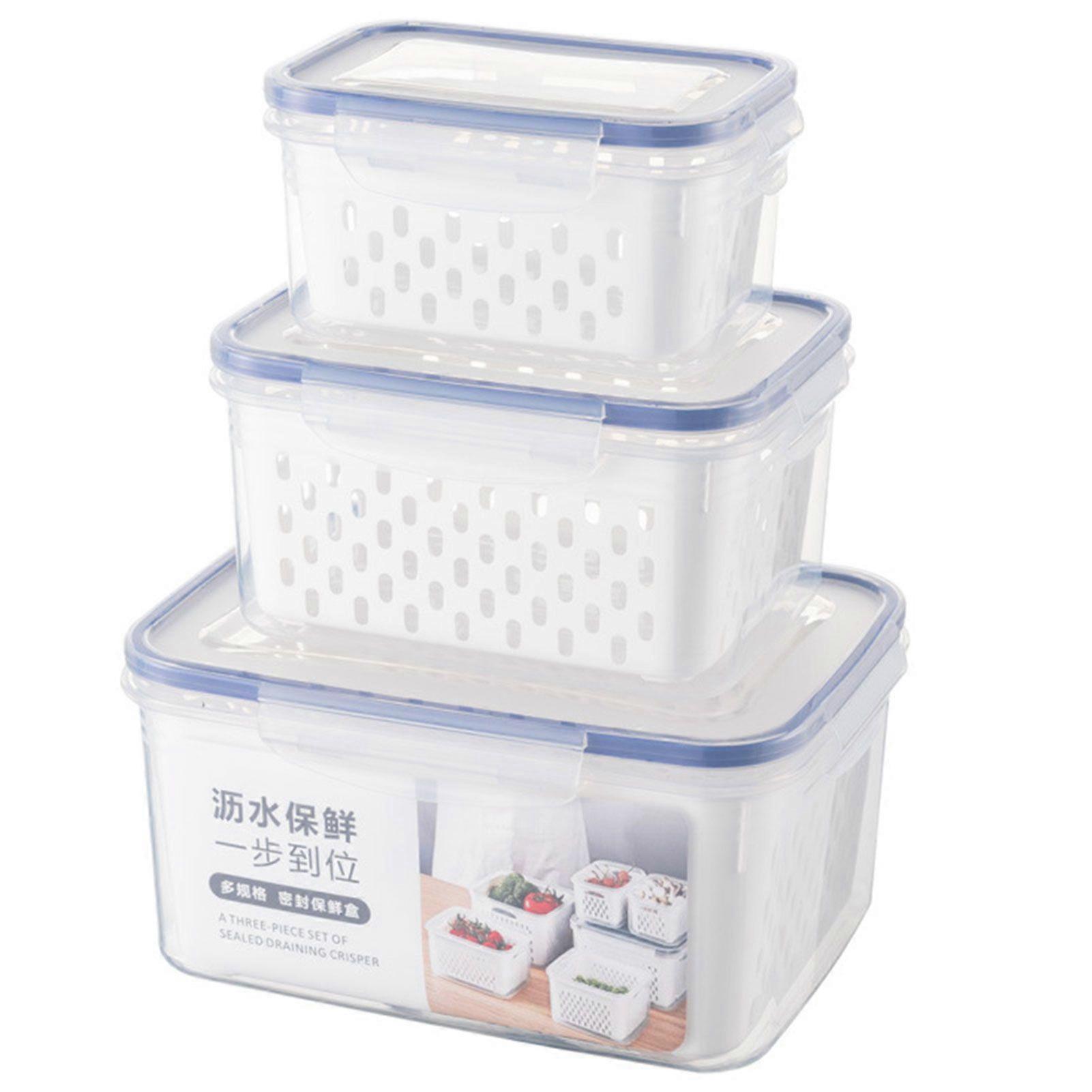 Transparent Fridge Organizer Double Layer Fresh Keeping Box Airtight Food Storage for Kitchen