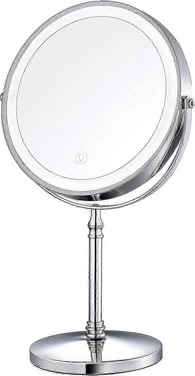 8" Lighted Makeup Mirror, 10X Makeup Mirror with Lights, Double Sided Dimmable Magnifying Mirror with Light