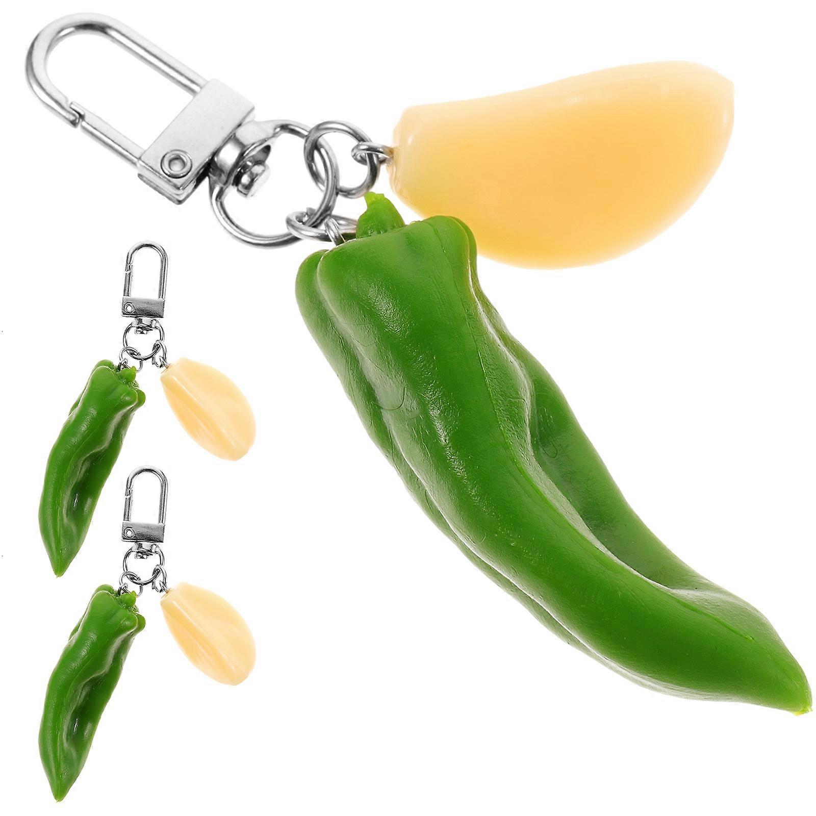 Multi Color PVC Vegetable Keychains for Decoration Durable Bag Pendant 3pcs Set
