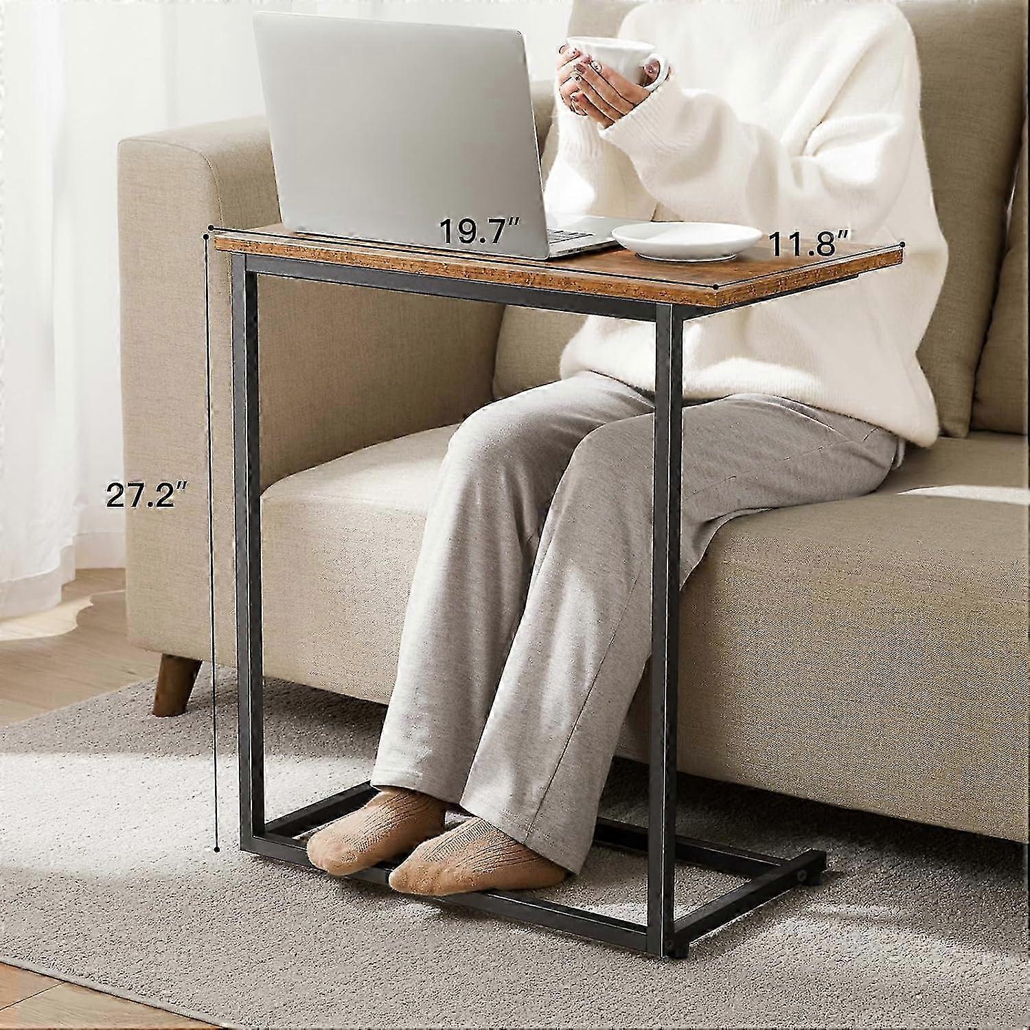 2025 C Shaped End Table 27 inches High, Side Table for Couch Slide Under, C Table Sofa Side End Table for Living Room