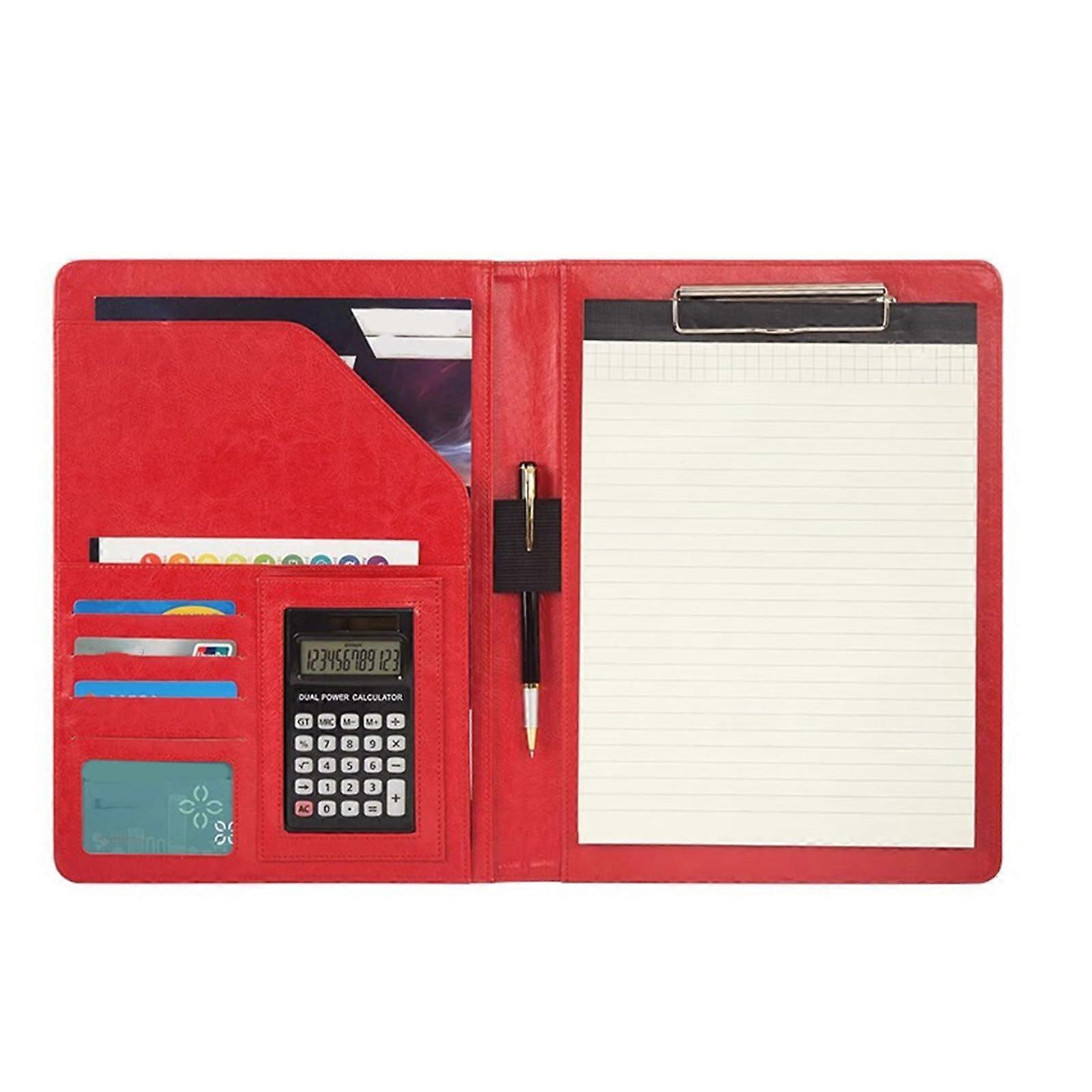 Leather Conference Folder with Notepad, Clipboard, Card Slot, and Pen Holder for Meetings and Conferences