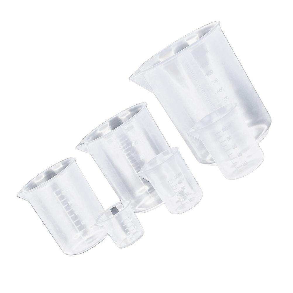 5pcs White Plastic Beaker Cup Set for Lab and Home Use Durable Measuring Cup with Graduations 50mL 100mL 250mL 500mL 1000mL