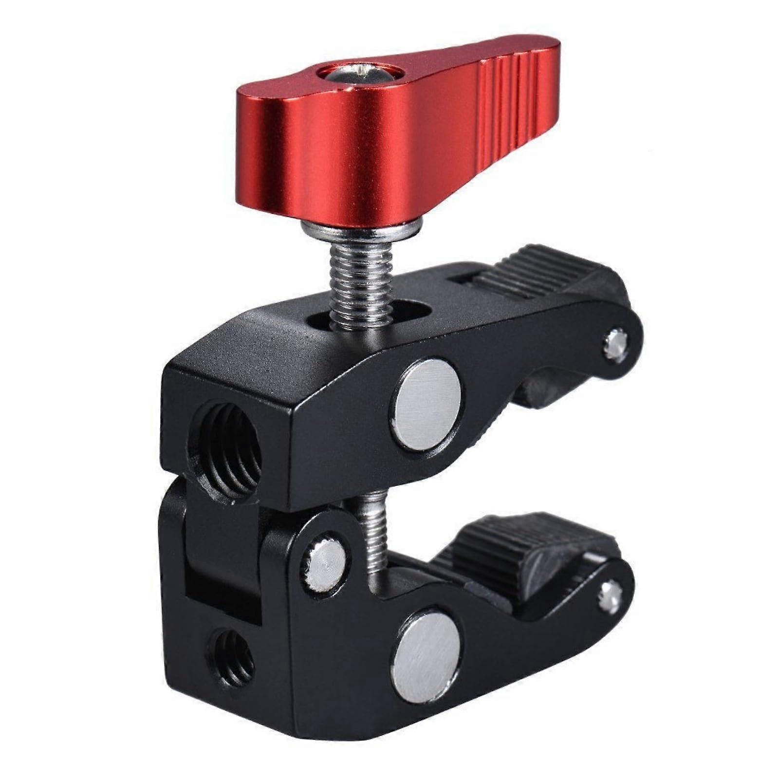 Metal Camera Clamp Holder Photography Accessory with NonSlip Silicone Pad for Secure Mounting on Tripods Camera Clamp Holder Color: Red.