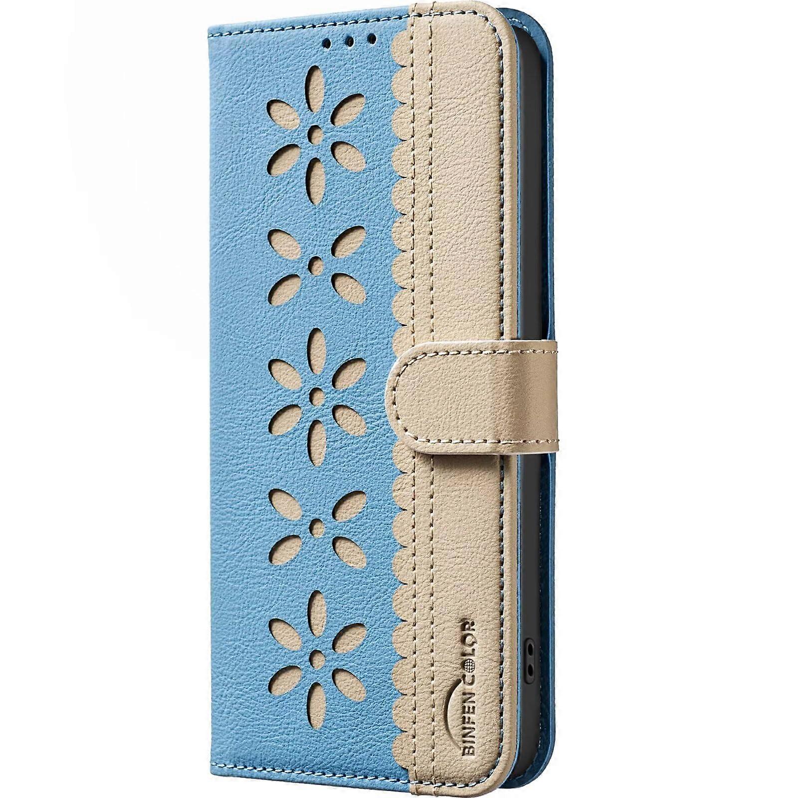Leather Case with Flower Pattern, Shockproof Flip Cover, Magnetic Closure Wallet, Light Blue for iPhone 11 Pro Max