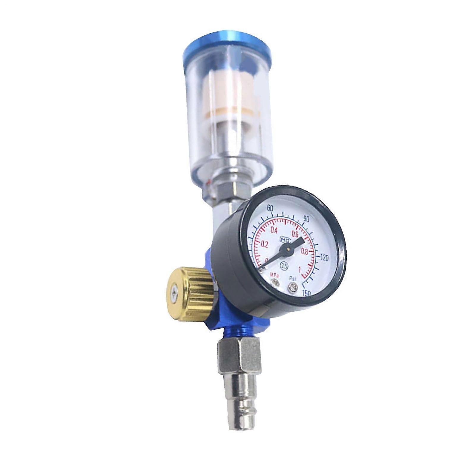 Luftkompressorregler mit Manometer, Wasserdichter Luftfilter, Wiederverwendbarer Wasserabscheider für Airbrush und Holzbearbeitung