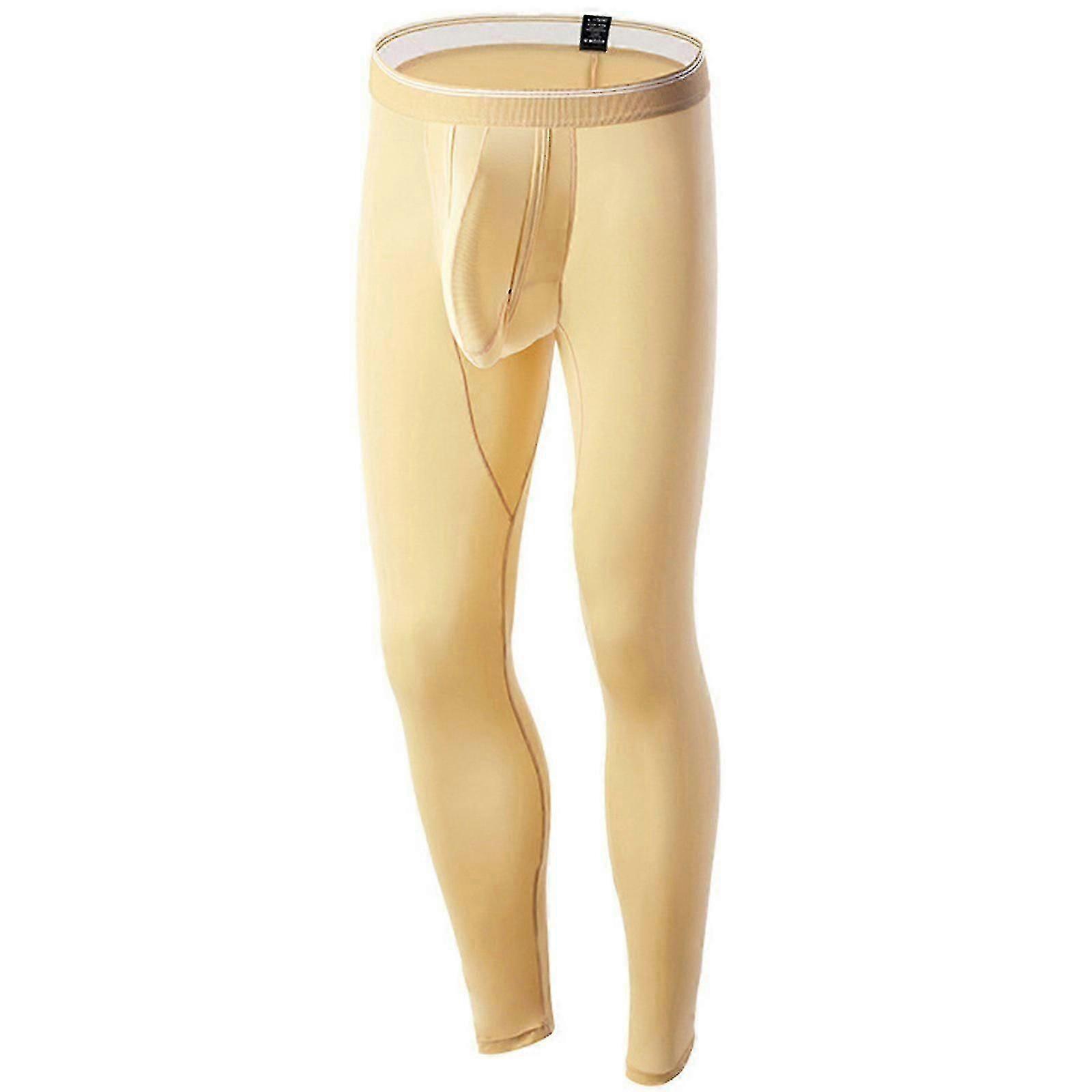 Men's Lightweight Quick Dry Leggings For Exercise And Everyday Wear Base Layer Ice Silk Tights Bulge Pouch Long Pants White Xl