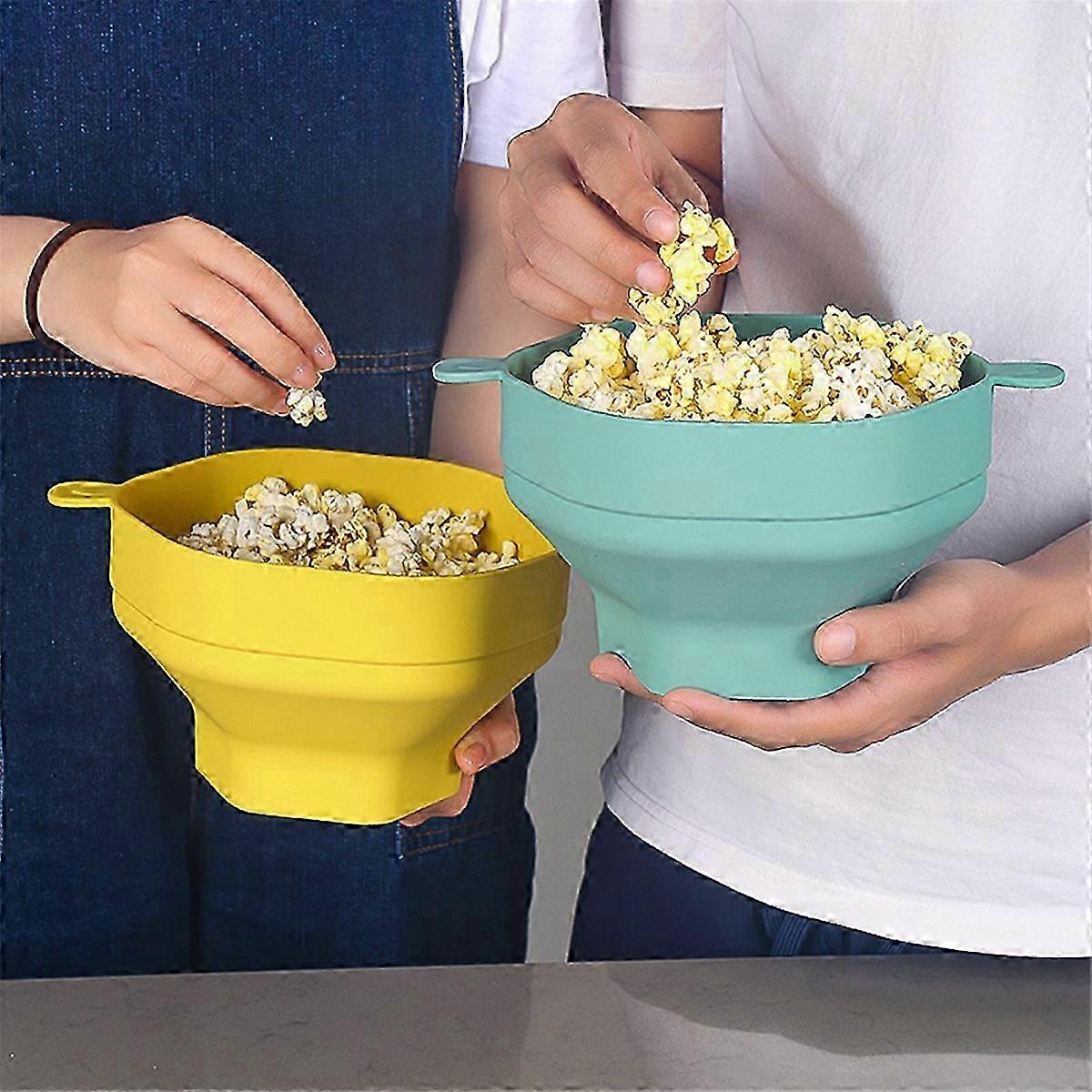 Silicone Microwave Popcorn Maker Bucket with Lid - Foldable Design for Easy Popcorn Cooking in the Kitchen