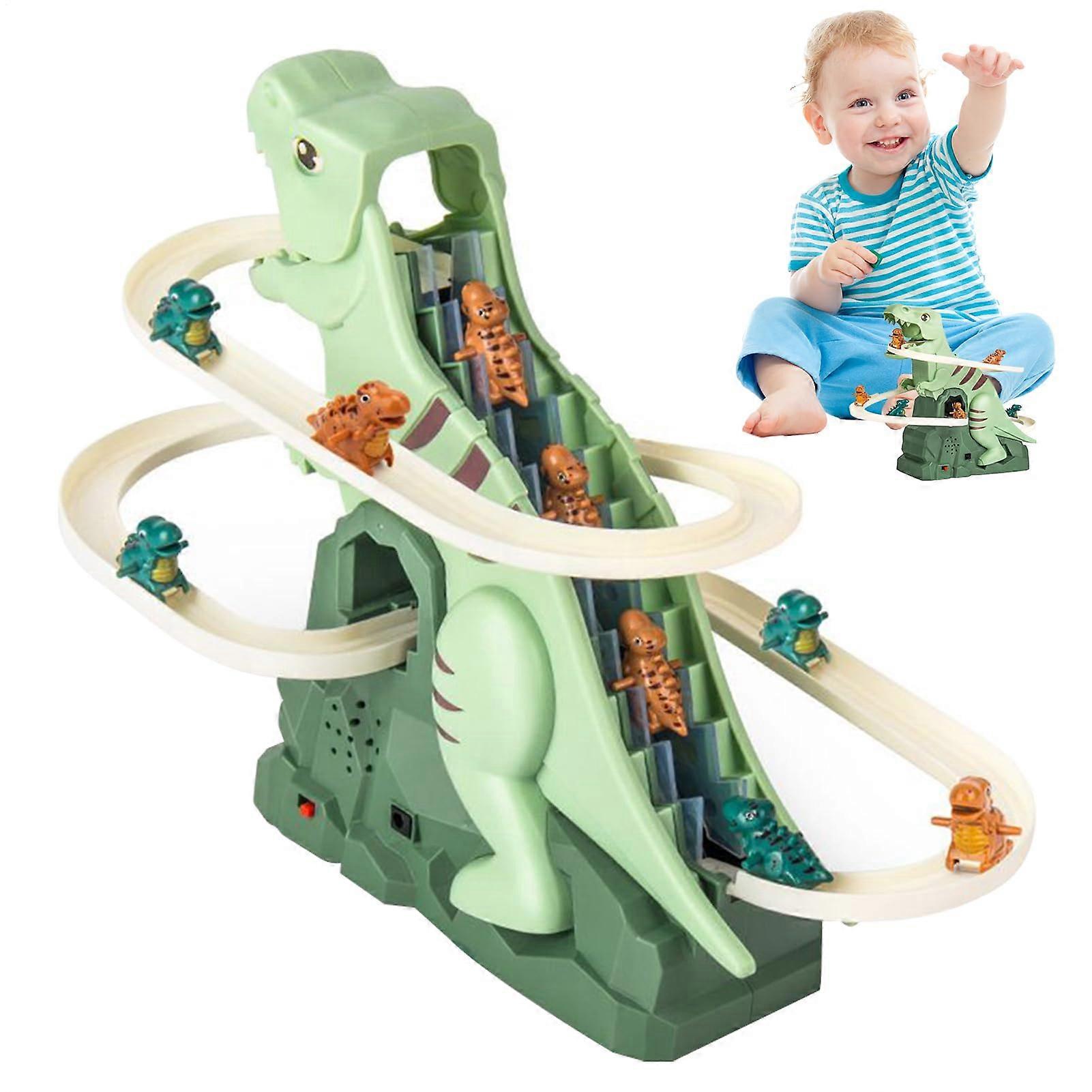 Dinosaur Climbing Sliding Toy with Race Track, Light Music for Kids 3