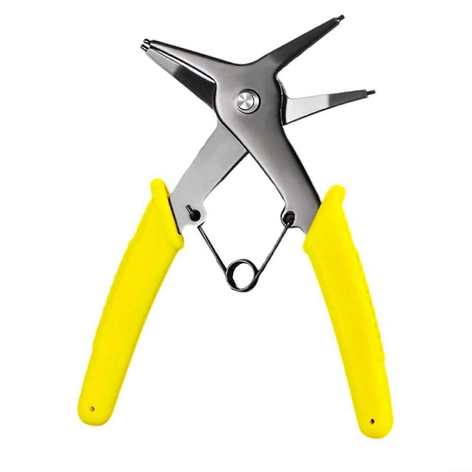 2-in-1 Retaining Ring Pliers - Internal/External Circlip Remover Tool Featuring Comfort Grip, Yellow, For Automotive