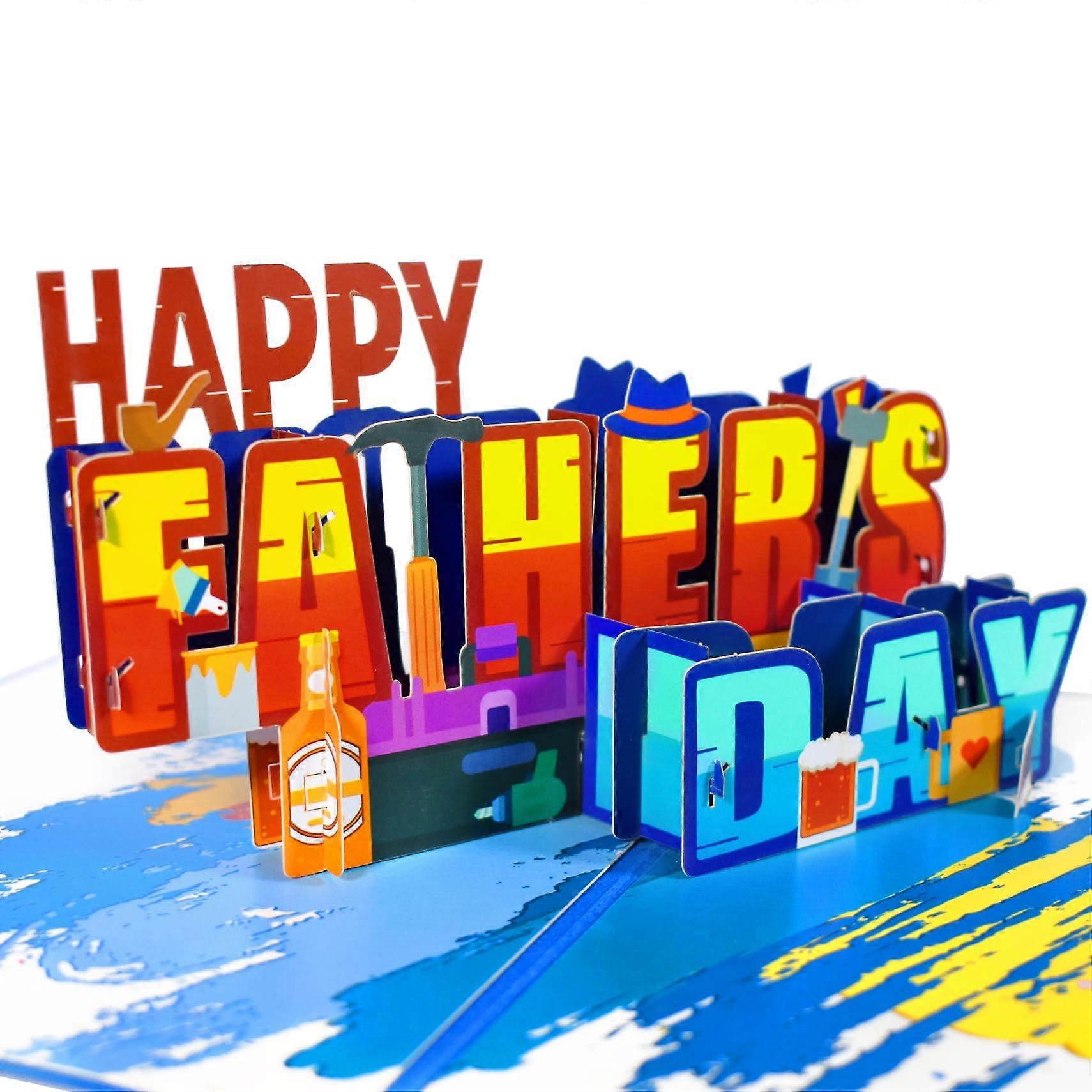 Fathers Day Card for Dad, Pop-Up Happy Fathers Day Card, 3D Design for Son or Daughter, Unique Greeting Card