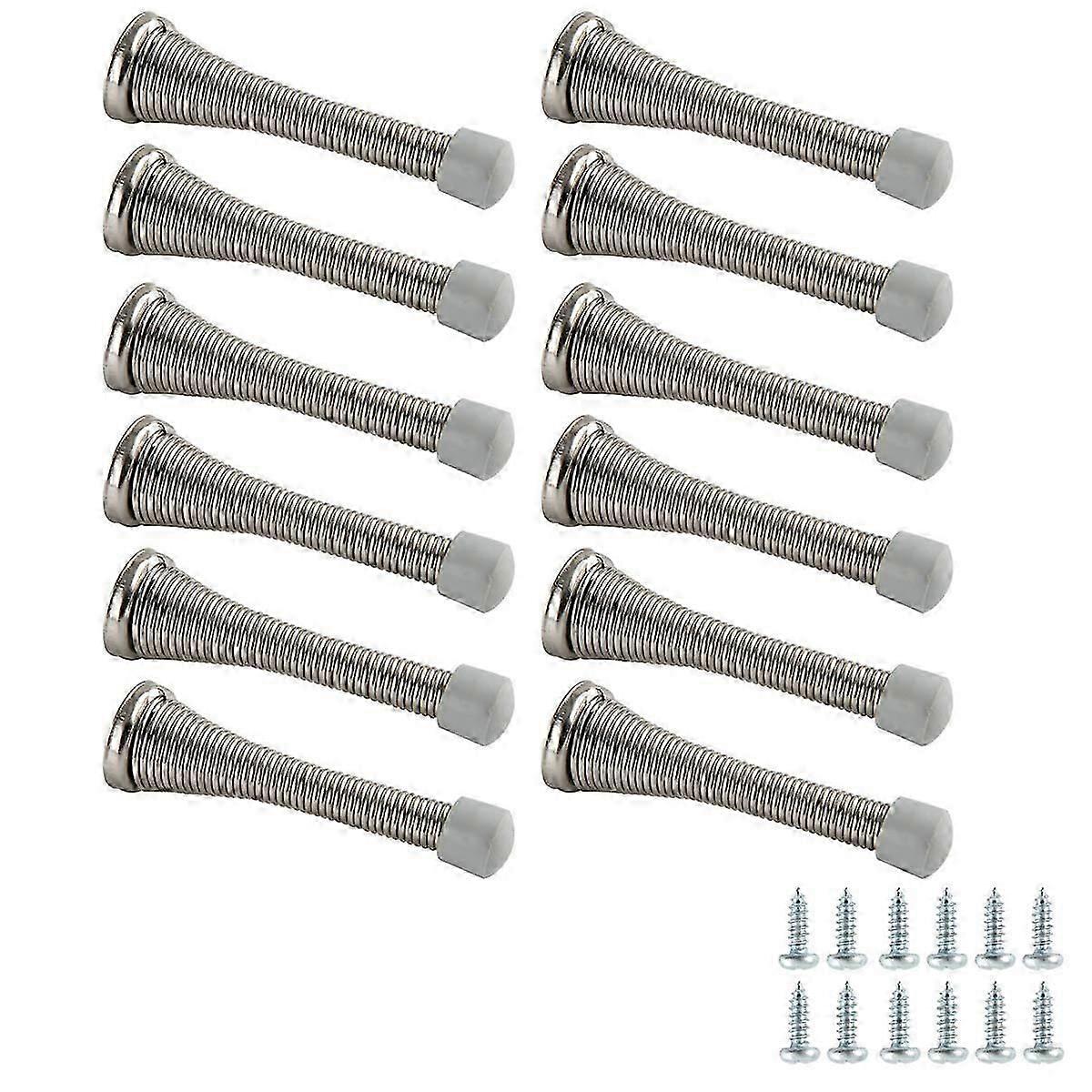 Spring Door Stop, 12-Pack, Brushed Nickel