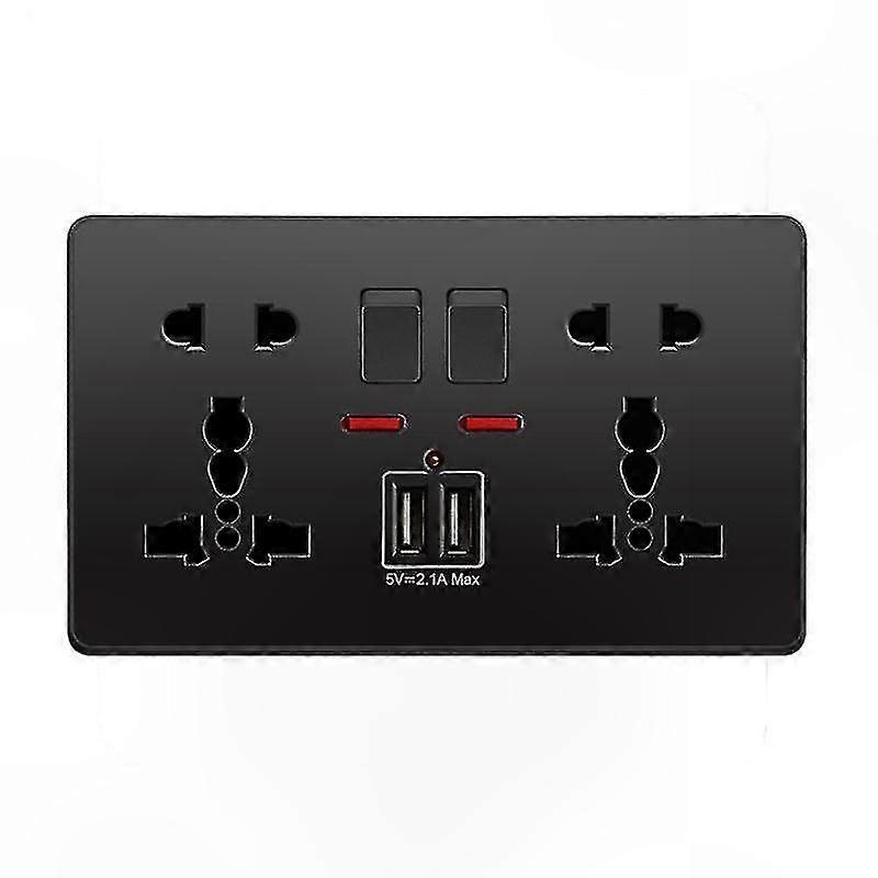 Dual USB Charging Ports Wall Outlet with Push Button and Multiple Plug Holes for Home Use