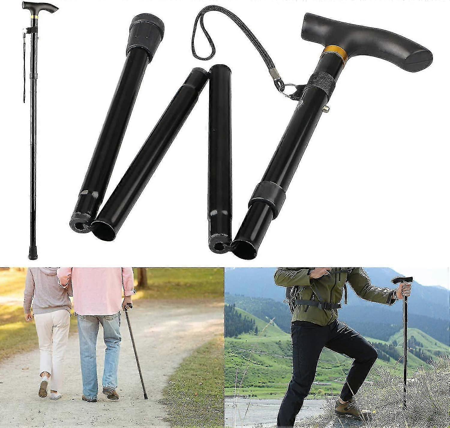 4-Folding Adjustable Lightweight Aluminum Walking Cane