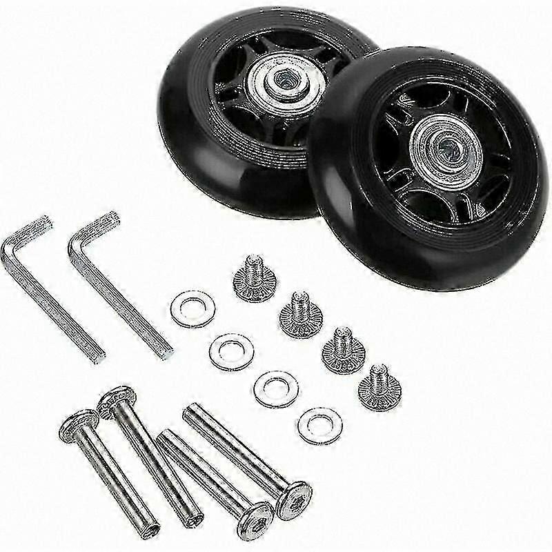 Black Replacement Wheels with Bearings for Fork Cases, 70x24mm Castors