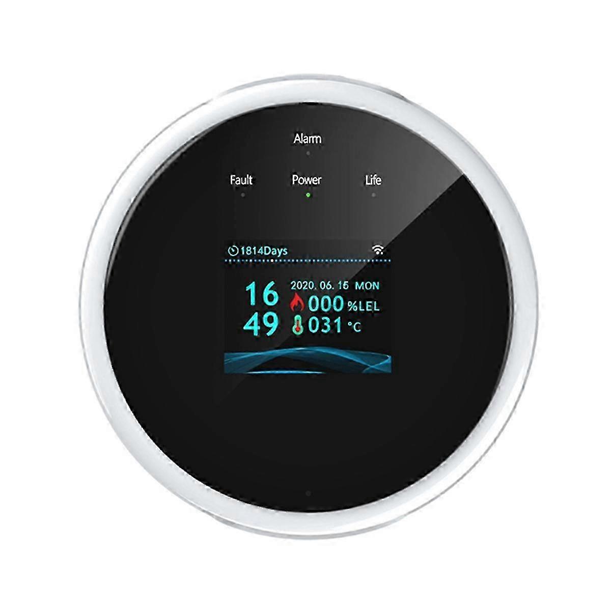 Wifi Smart Gas Alarm Detector for Combustible Household Leakage, EU Plug, Natural Gas Sensor with Temperature Monitoring