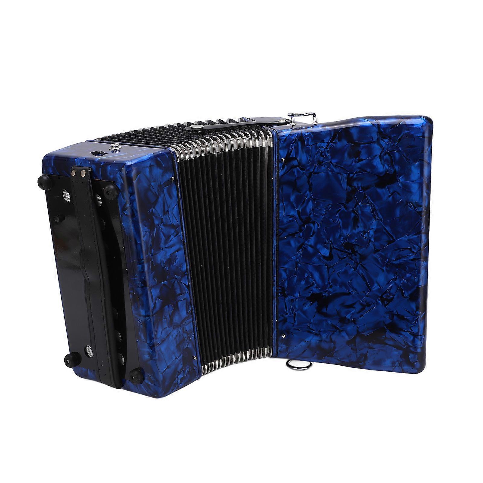 Accordion 22 Keys 8 Bass Celluloid Musical Instrument Toy for Home Stage PerformanceDark Blue 