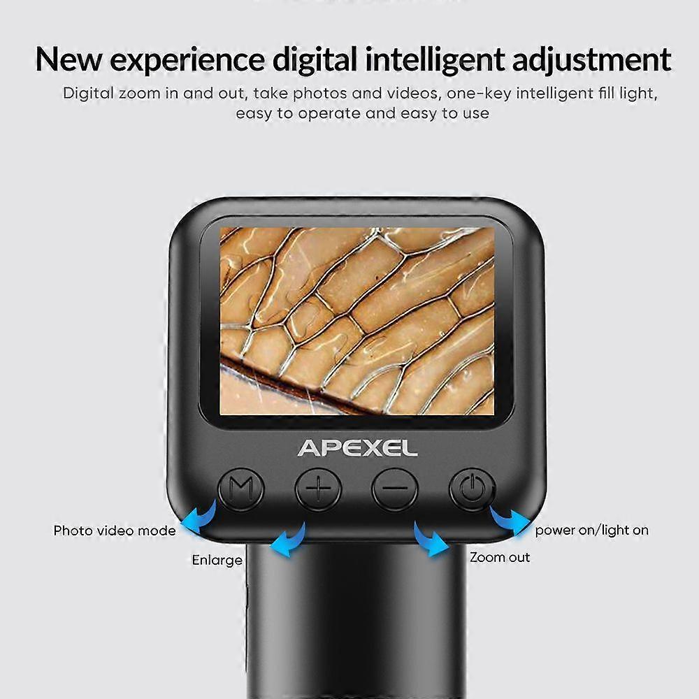APEXEL APL-MS008 Microscope numérique portatif à grossissement 12X-24X pour enfants Écran LCD 2.0 pouces Photo 2MP 720P Vidéo Batterie intégrée