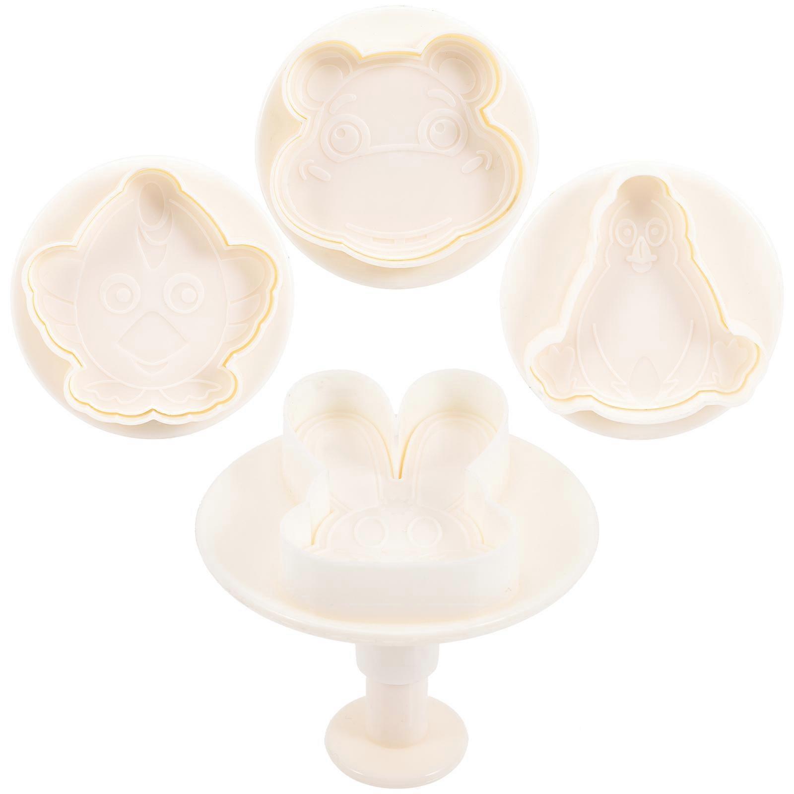 Animal Cake Mold Plastic Baking Tools for Baking Food Preparation Beige 4Pcs