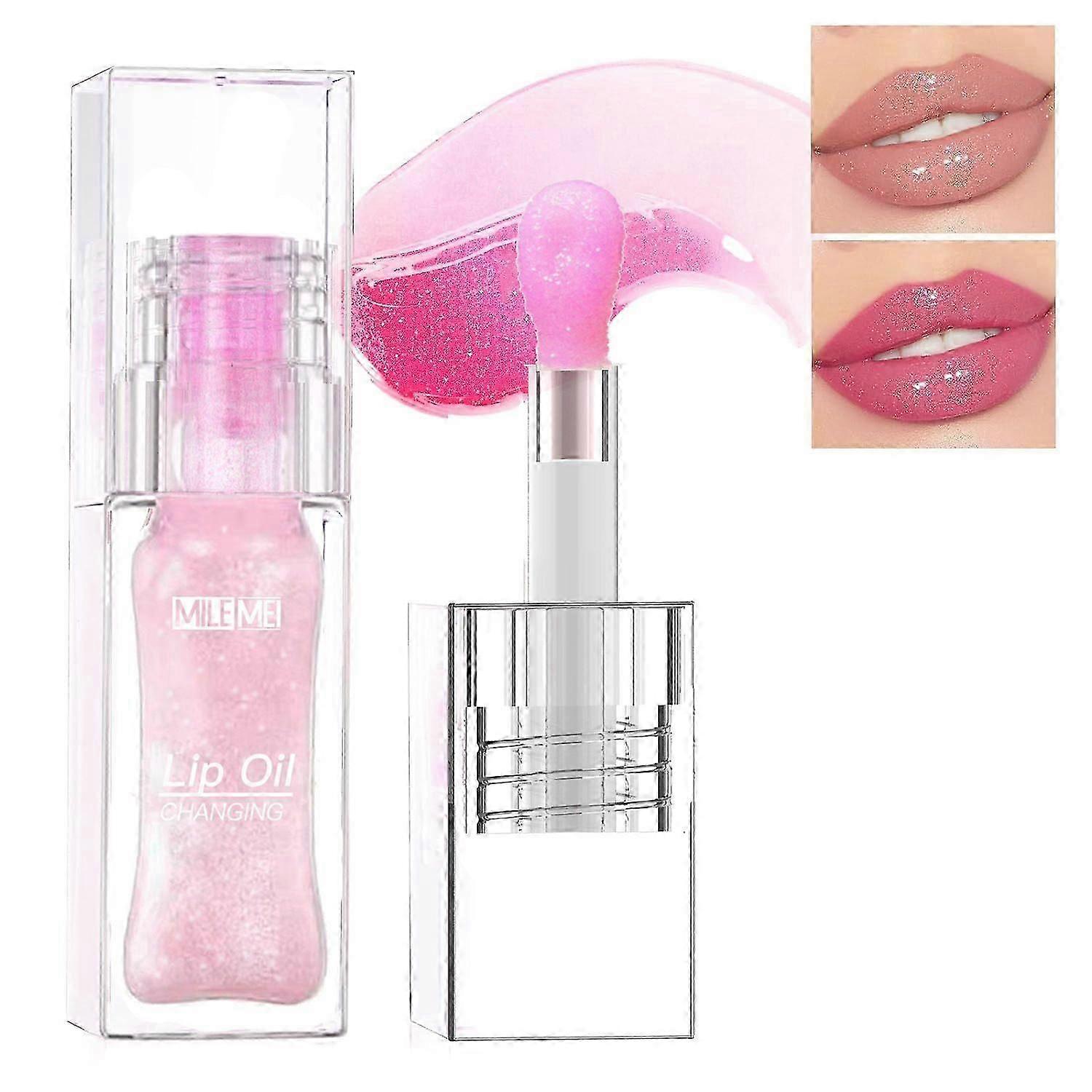 Magic Color Changing Moisturizing Lip Glow Oil Plumping Glimmer Glow Lipstick, Magic Color Changing Lip Gloss Lip Balm, Non-sticky, Fresh Texture Lip