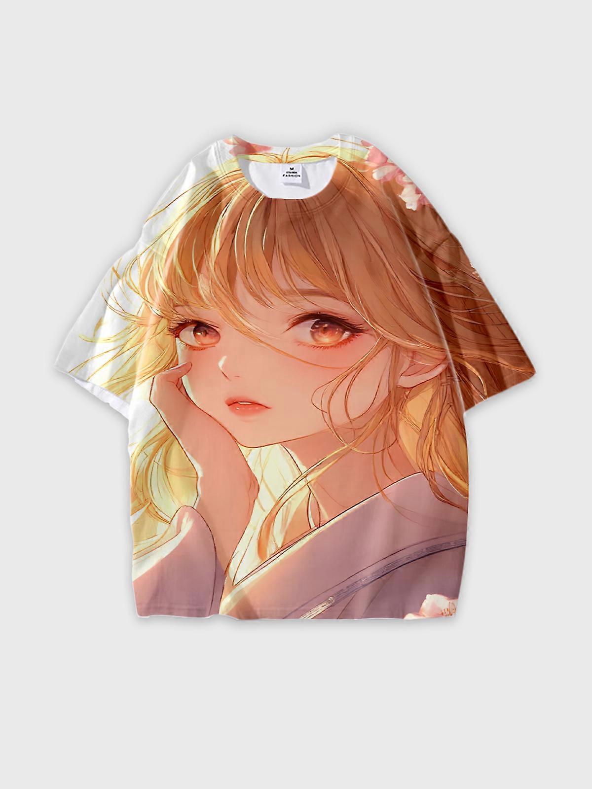 T-Shirt Short Sleeve Round Neck, Summer Casual Loose Graphic Tee, Unisex Pattern V2304
