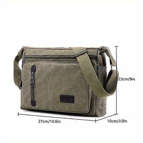 Men's canvas shoulder bag with multi-pocket design, wear-resistant and comfortable