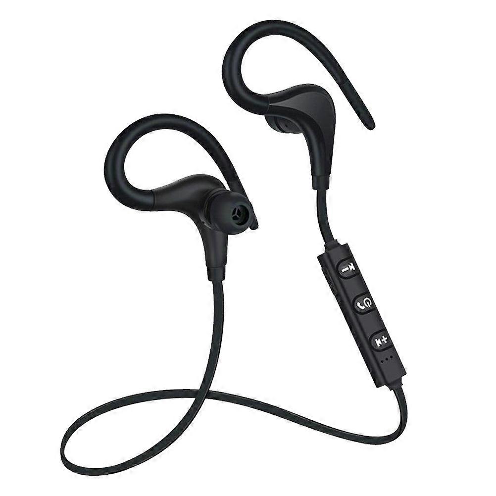 Black Wireless Headphone with Mic for Home Use Durable Plastic Design Convenient Ear Hook .5mm
