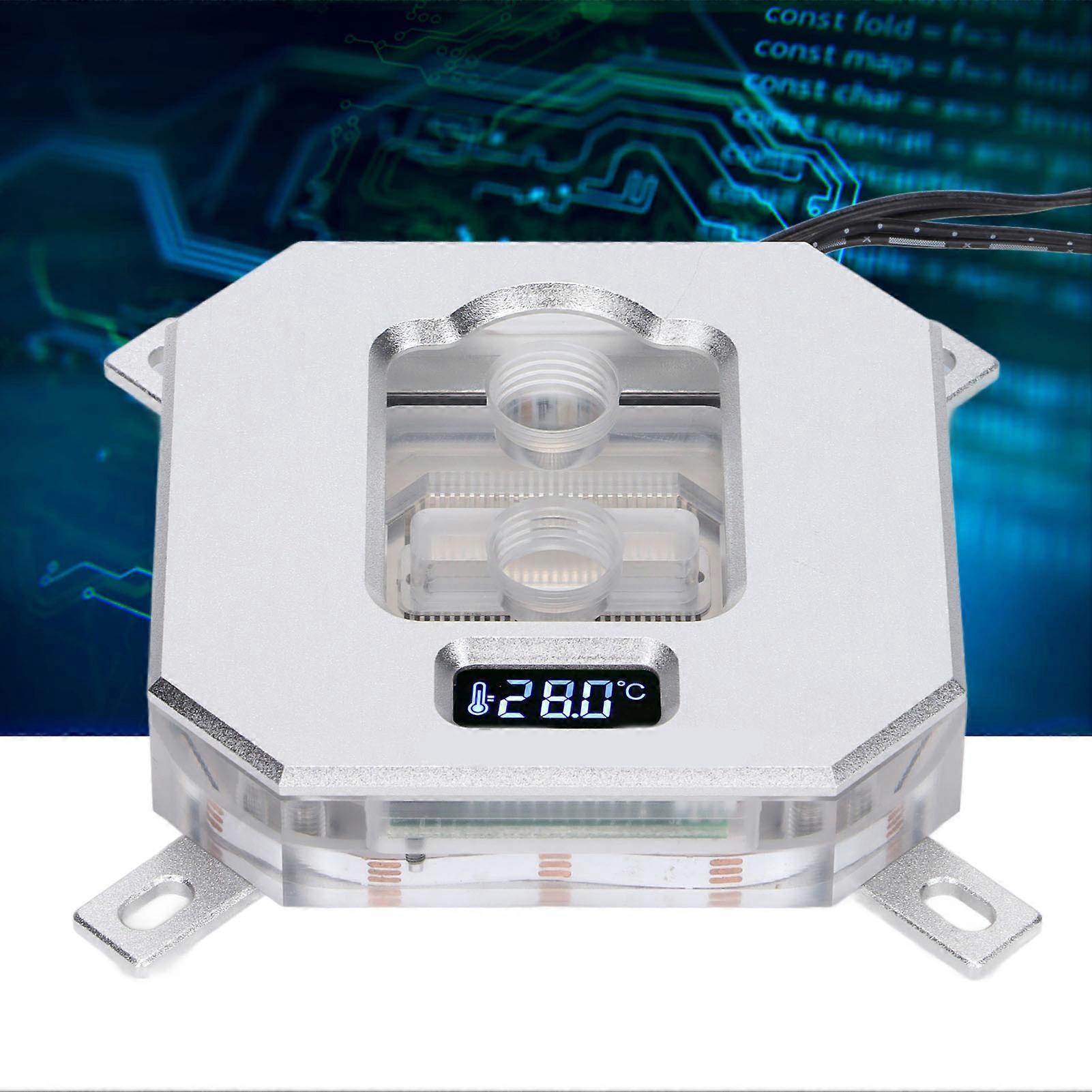 CPU Water Cooling Head with VA Screen Temperature Display Silver