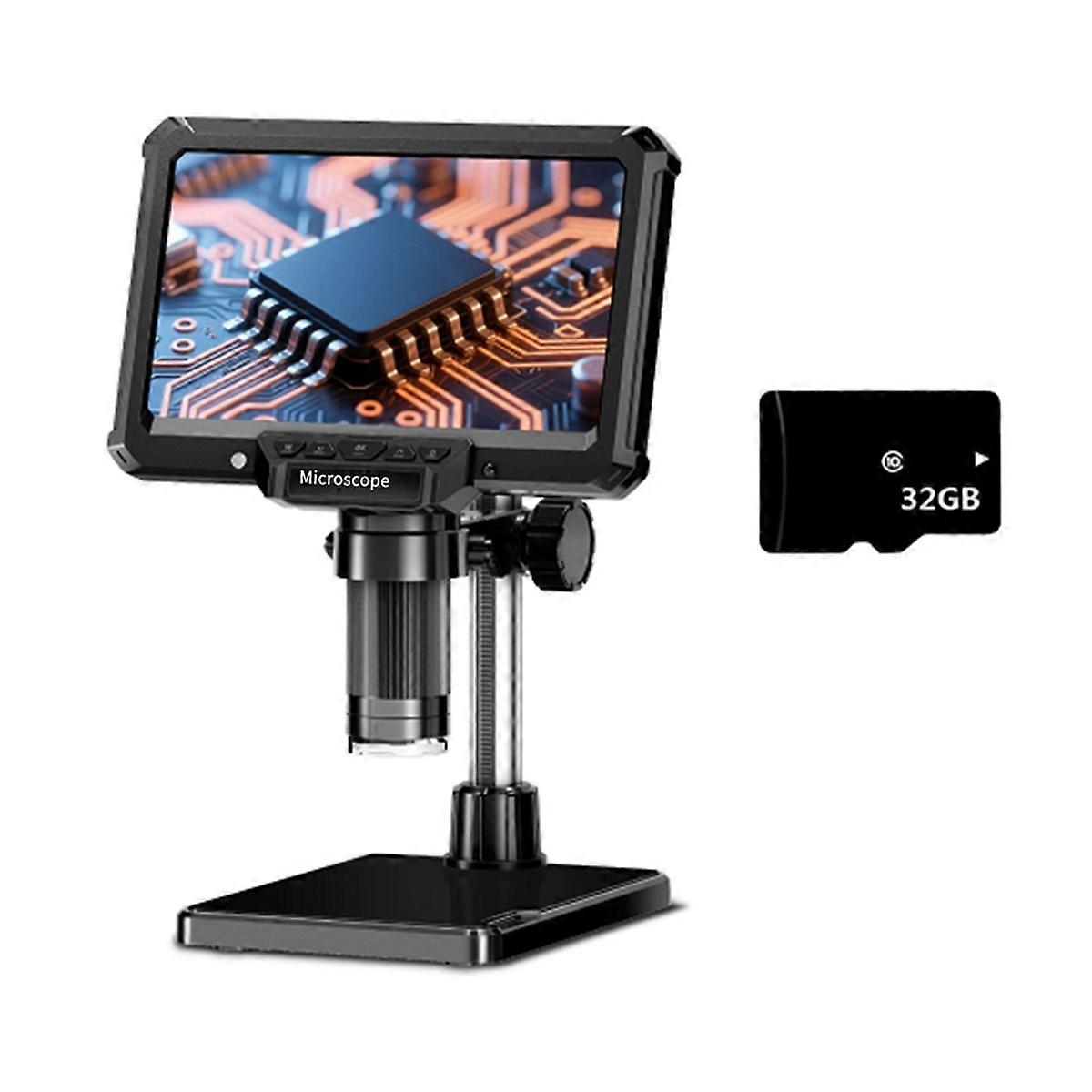 7inch HD Video Microscope with Lights for PCB Repair, Coins, B
