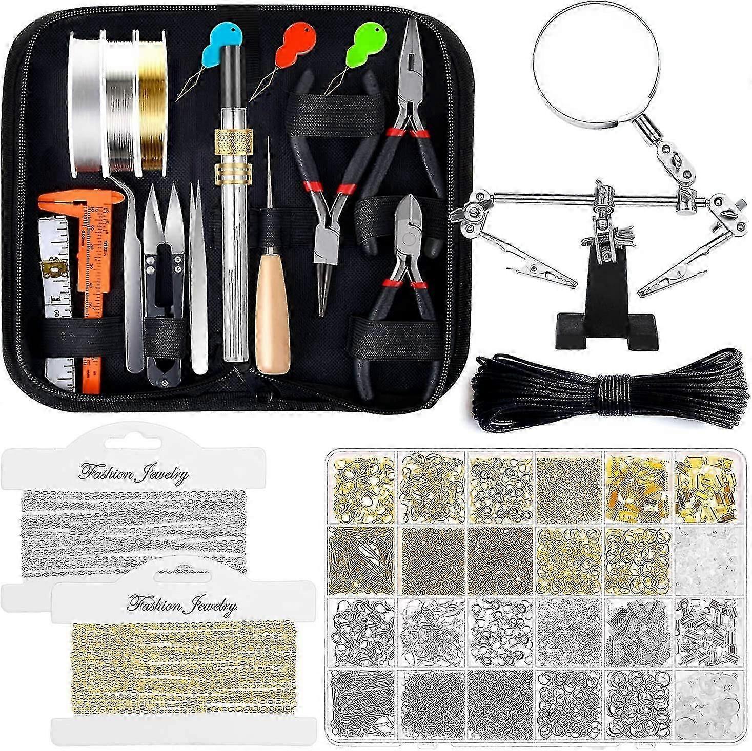 Kit de fabrication de bijoux Sac en cuir Ensemble d’outils Assistant à l’entretien (pinces noires) (3-H)