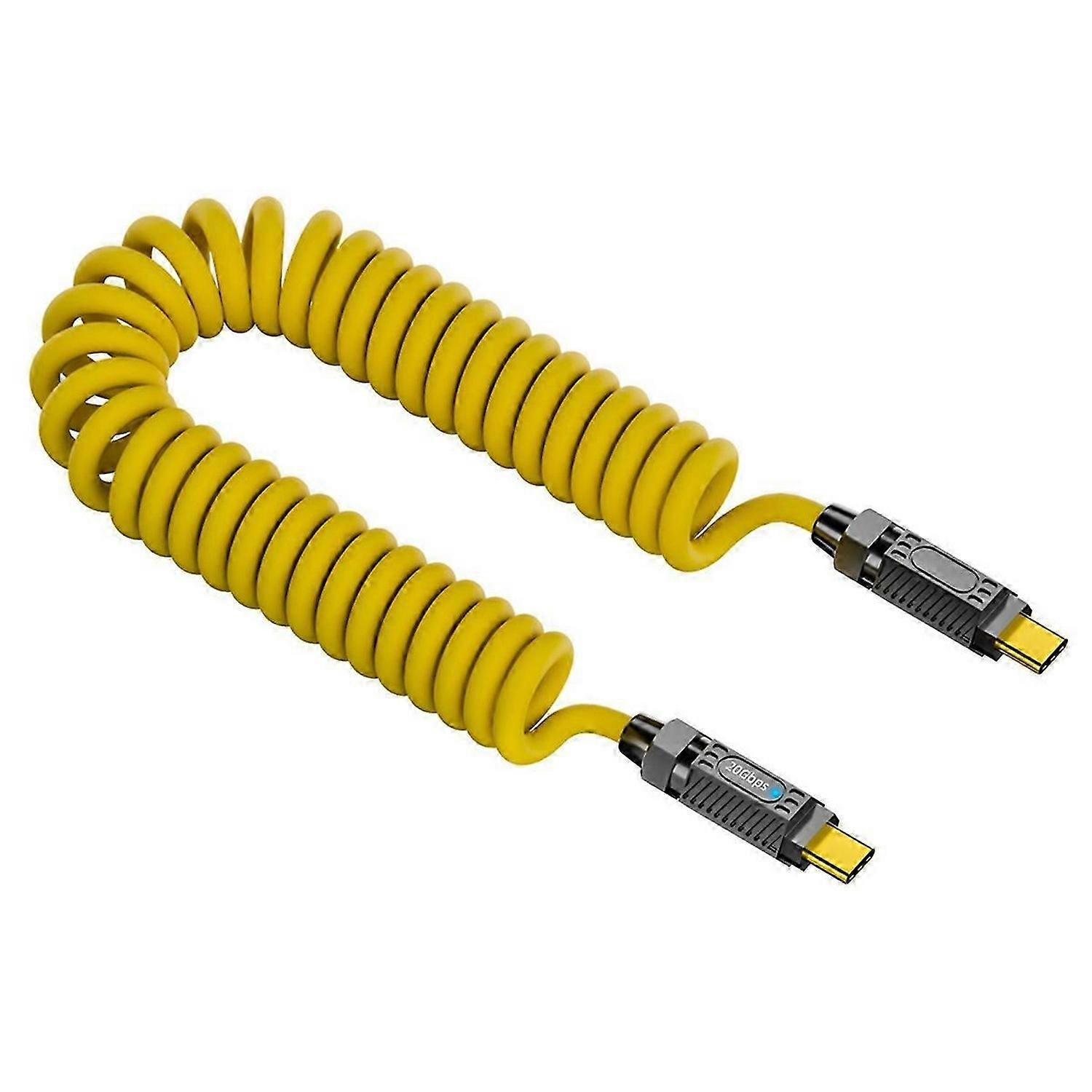 PD 140W Splicing Fast Charging Data Cable 20Gbps 8K HD C to C Spring Cable Type C Scalable Extender