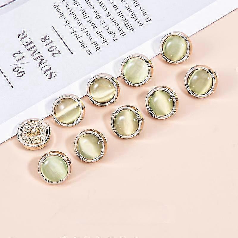 10 Pieces Beautiful Opal-like Buttons 10mm Small Metal Round Shank Button DIY Garment Collar Sleeve Buttons 2025
