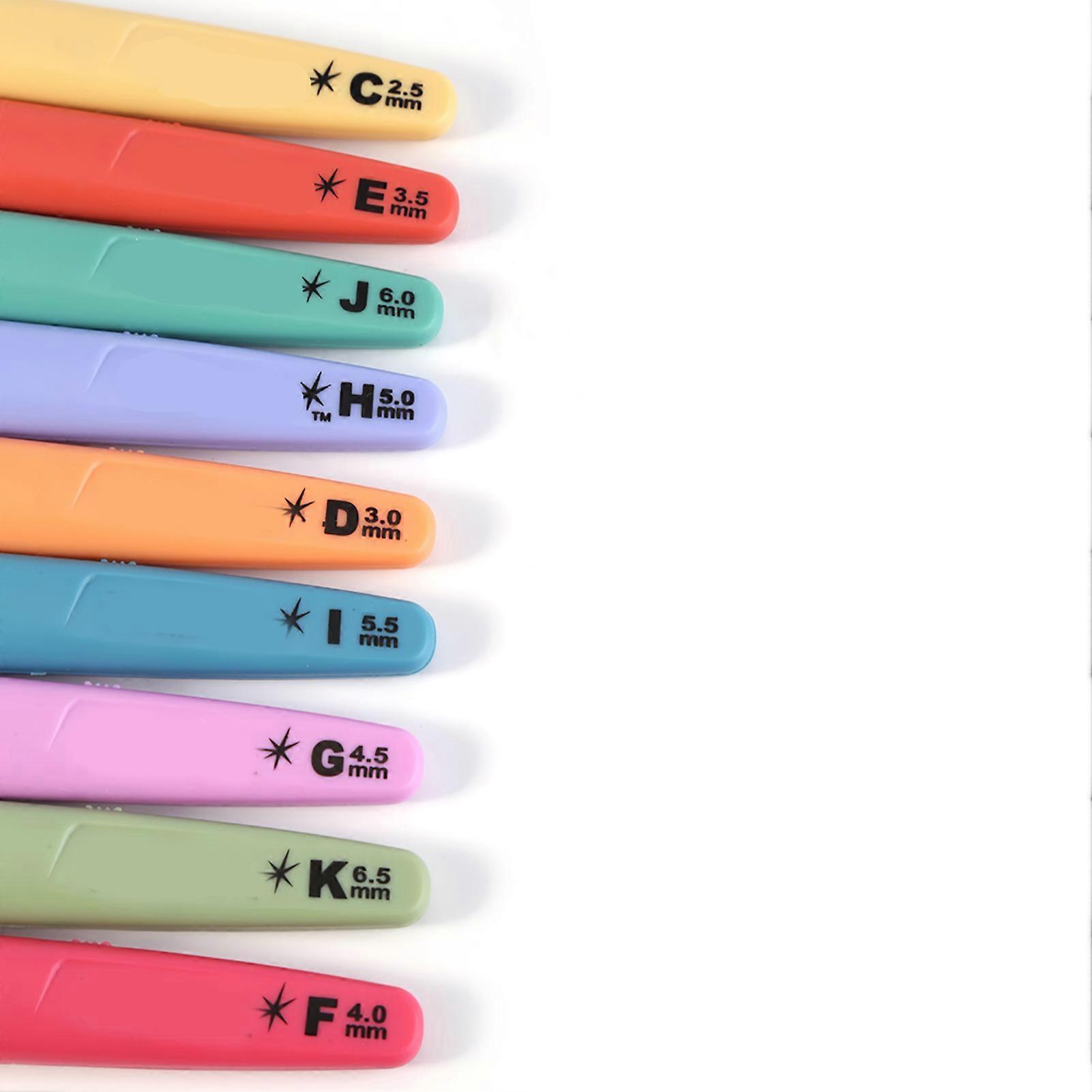 9pcs LED Light Crochet Hooks Set, Sizes 2.5-6.5mm, Battery Operated