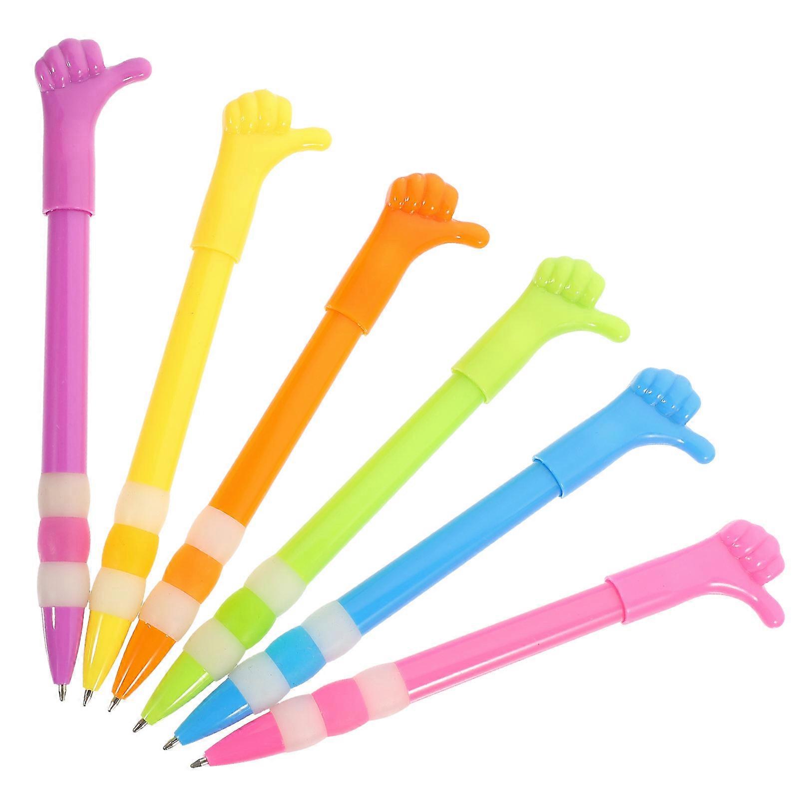 Assorted Color Thumbs Up Ballpoint Pen for Writing 6Pcs Plastic Fun Pens