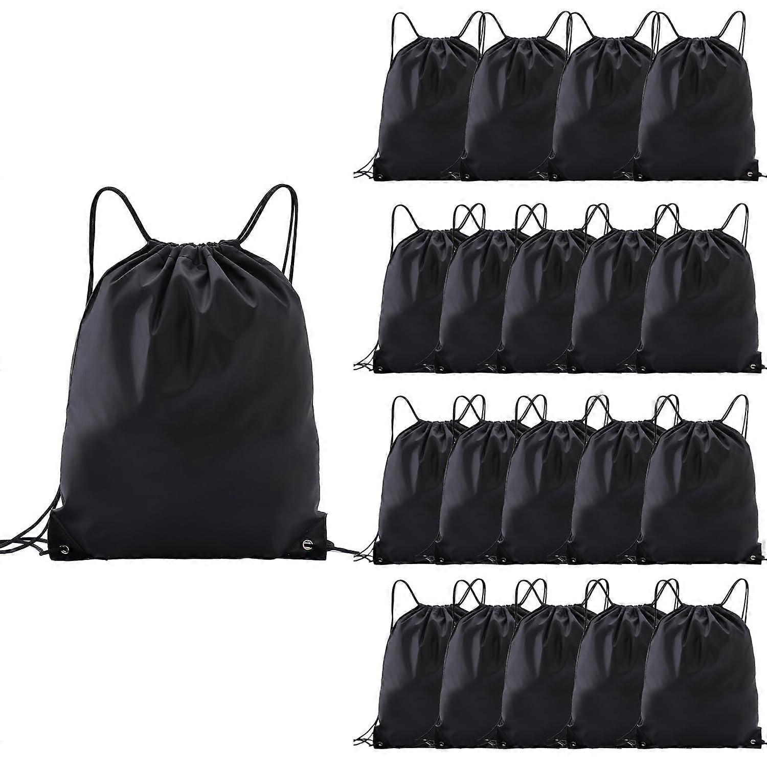 Multi Functional Drawstring Bag Nylon Material Size 20 Black Gym Travel