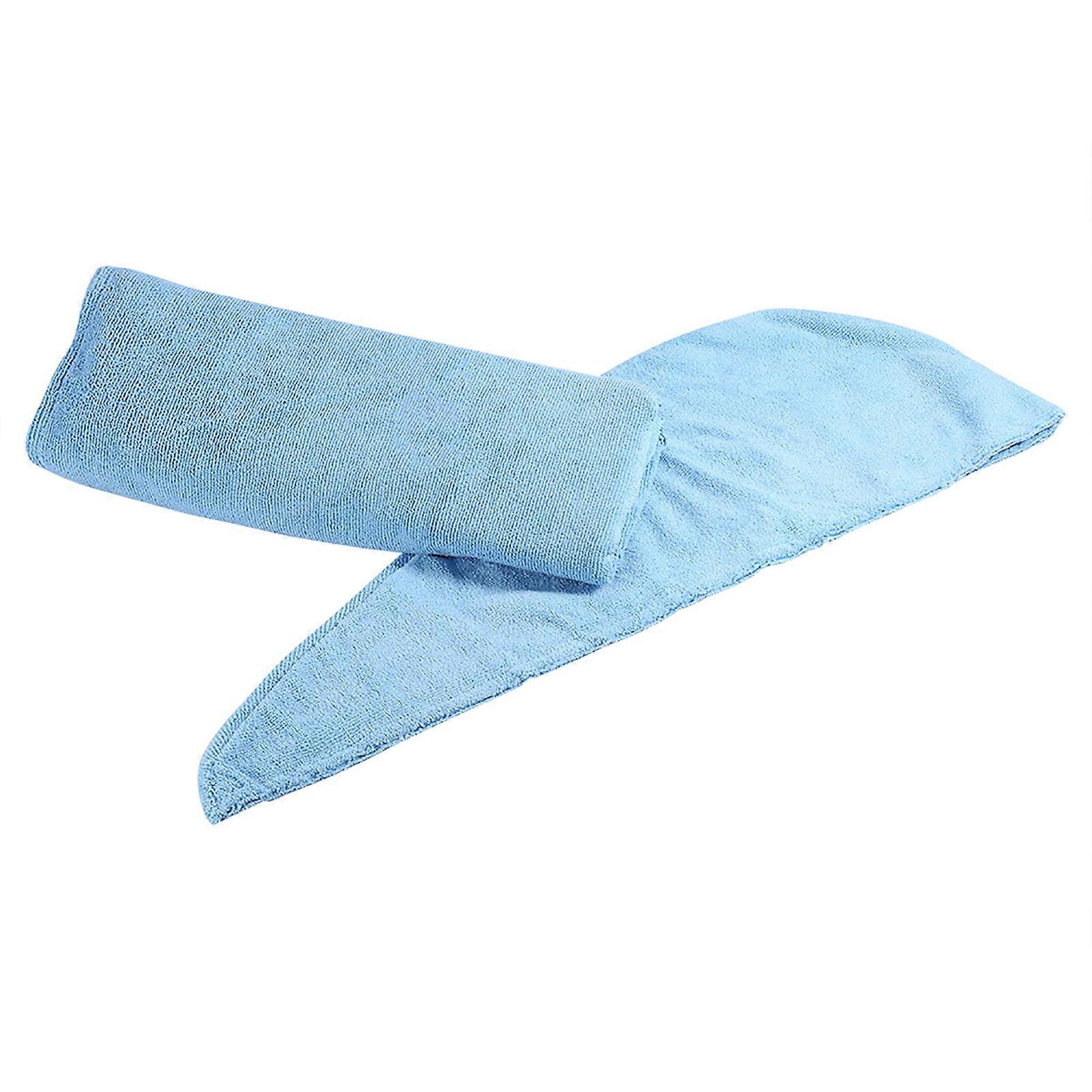 Ensemble de bain spa doux pour femme, peignoir, serviette et bonnet de séchage rapide (bleu)