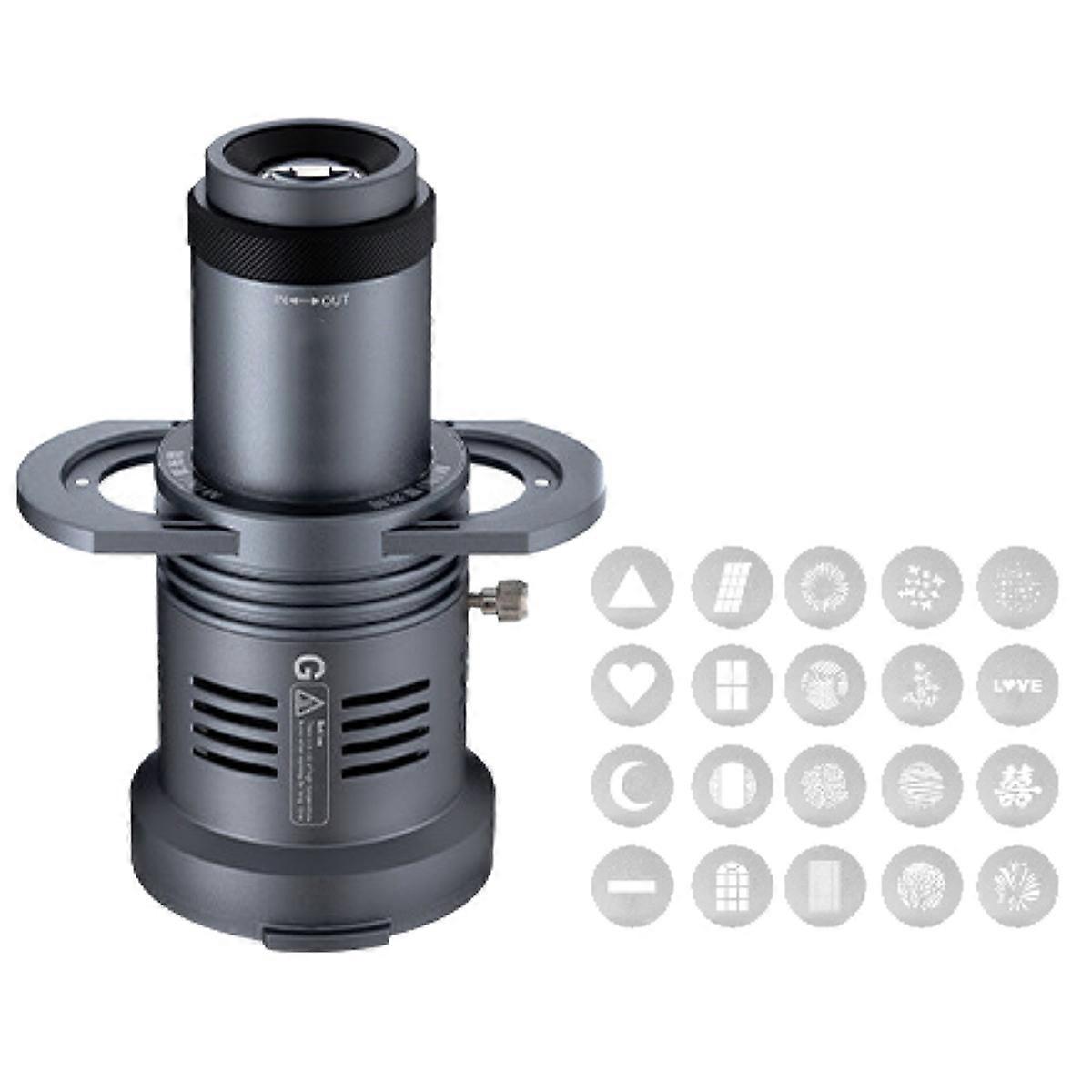 AL20 Photograph Flash Snoot Conical Lens Art Special Shaped Beam with Optical Spotlight Lens 20 Gobos for Mount