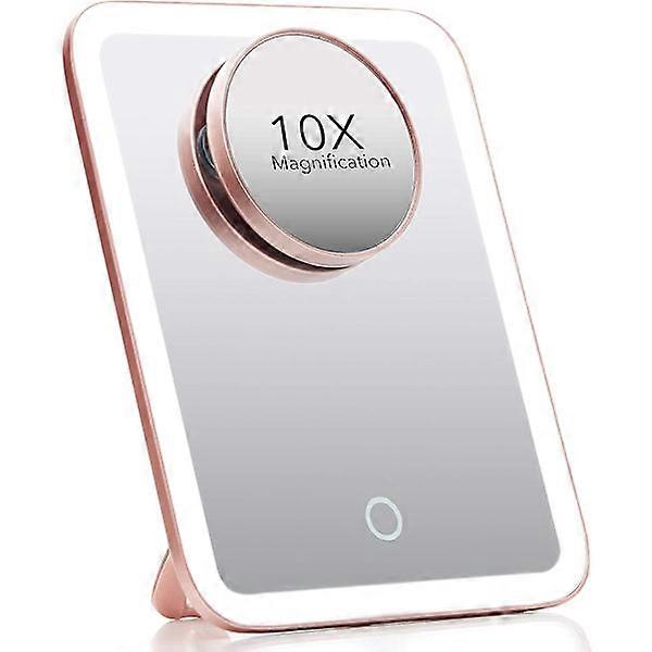 Portable LED Makeup Mirror, Travel Mirror with Lights, 3 Color Settings and 10x Magnifying Mirror, Illuminated Makeup Mirror.