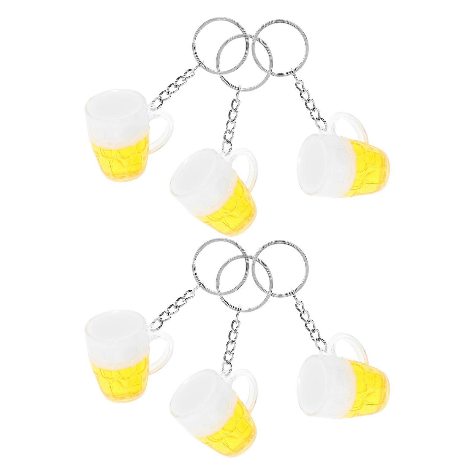 Keychain Beer Mug Charm Beer Cup Pendant for Backpack 6Pcs