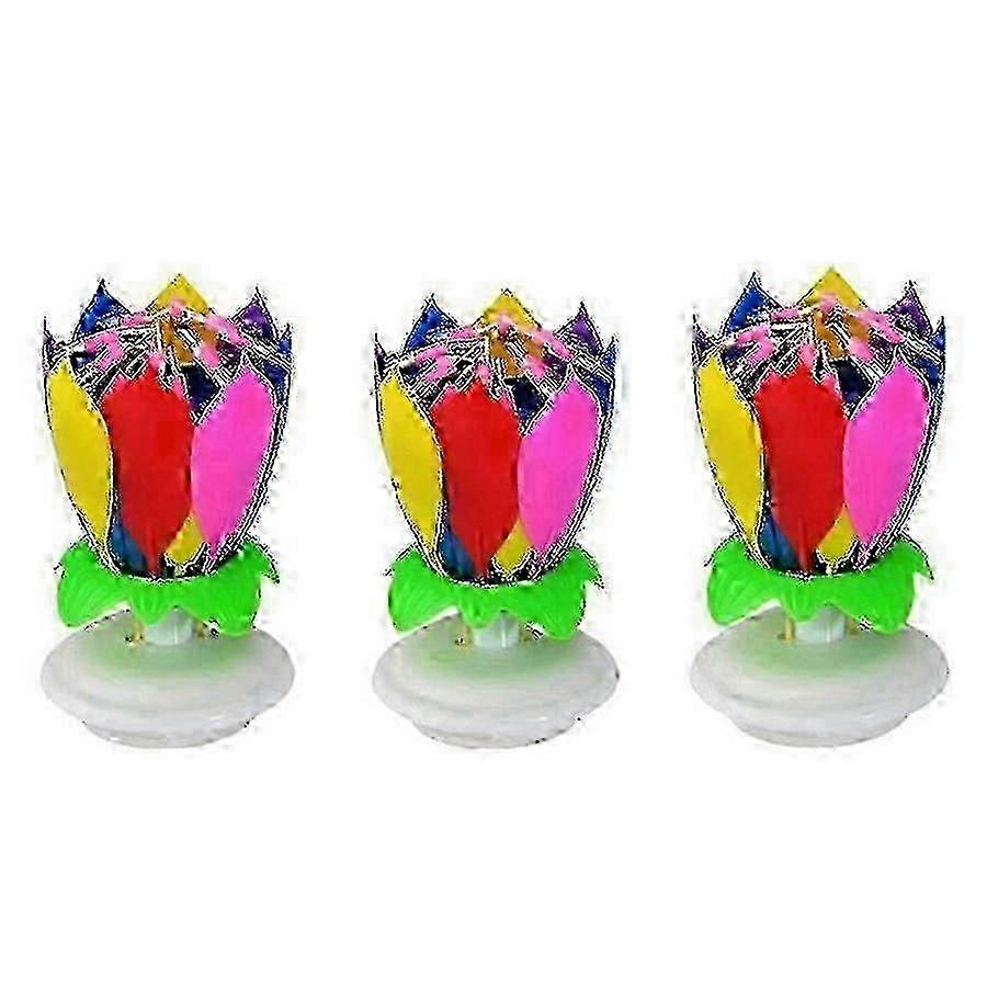Multicolor Musical Birthday Candles Set with Lotus Rotation and Colorful Music