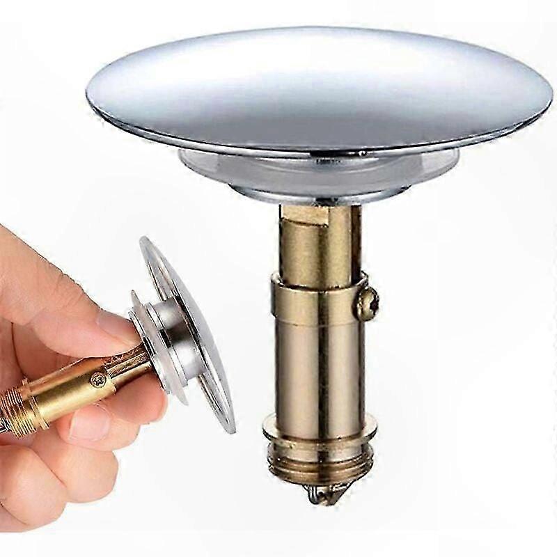 Polished Chrome Bathroom Sink Stopper, 66mm Click Clack Drain for Vanity Bath Replacement, Durable Pop-Up Bathtub Bolt Solution