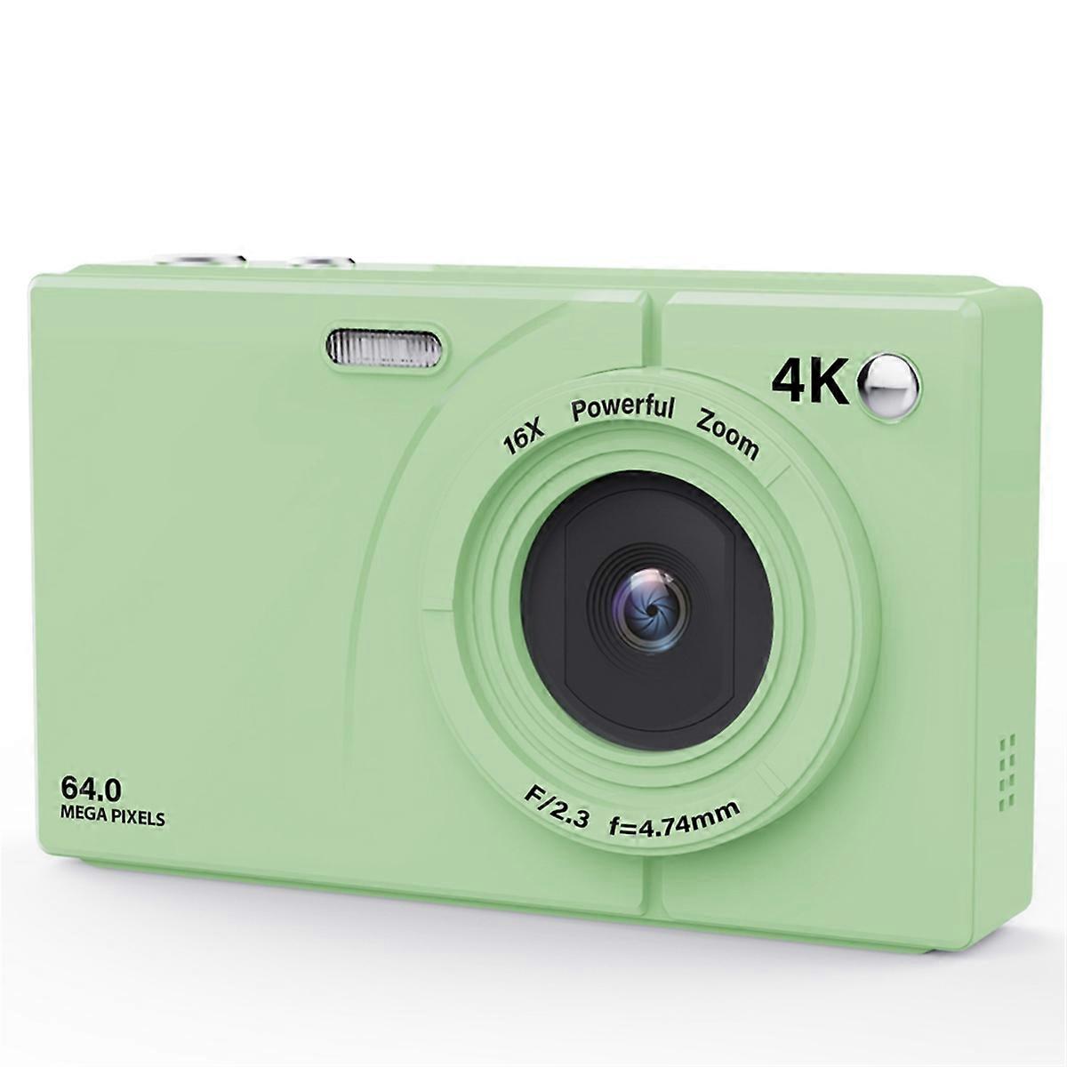 4K CCD Digital Camera 64MP 16X Digital Zoom with 2.8inch Screen Wifi Digital Video Camera with 32GB Card Green