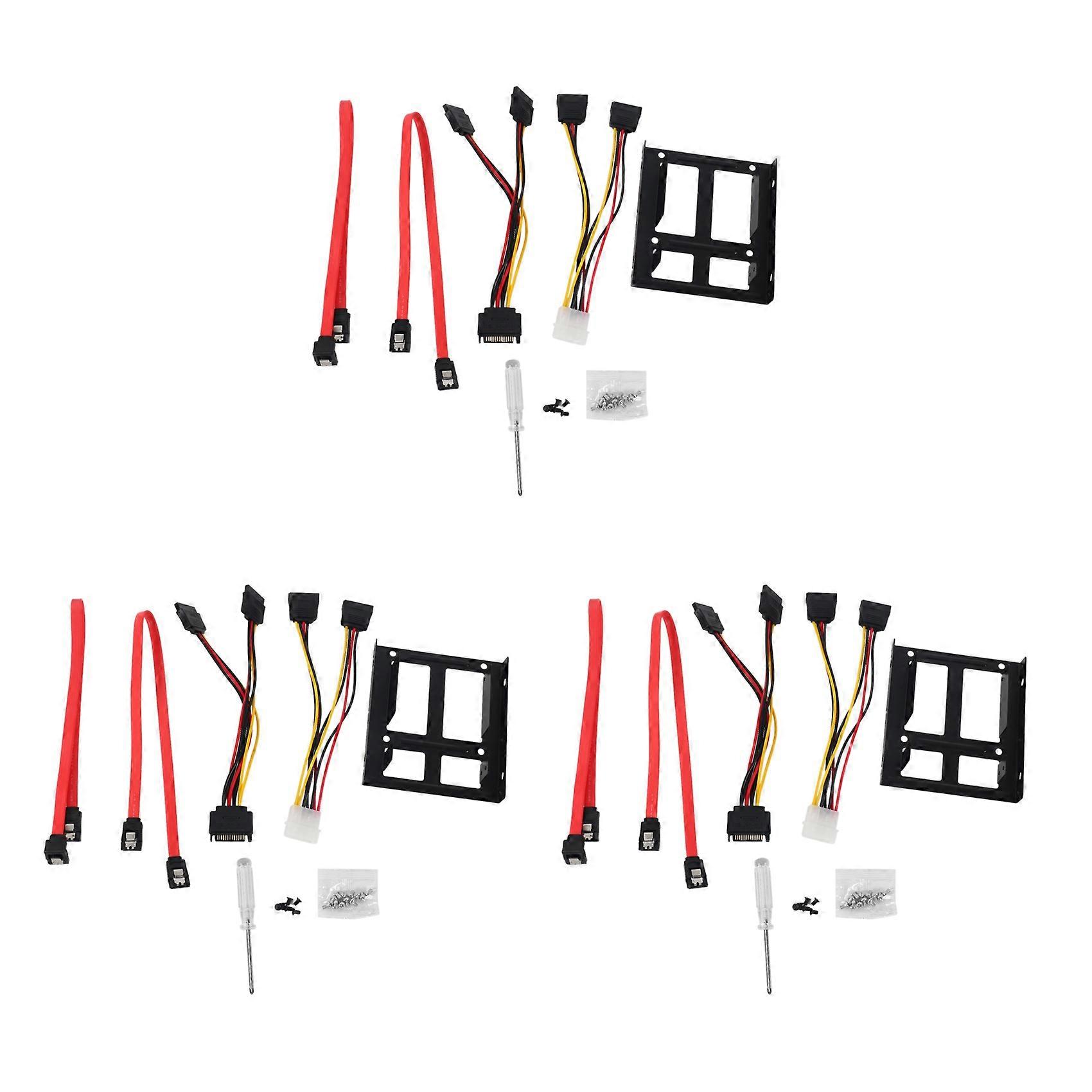 3X,2X 2.5 Inch SSD to 3.5 Inch Internal Hard Disk Drive Mounting Kit Bracket(SATA Data Cables and Po