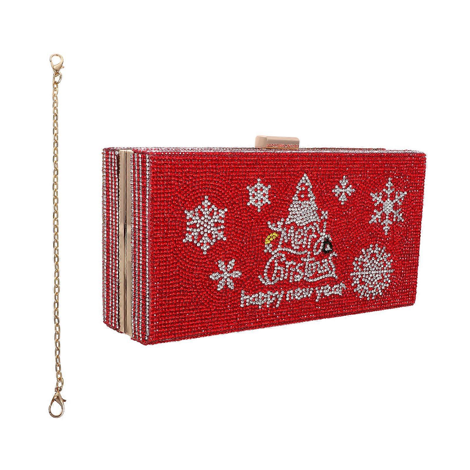 Party Storage Bag Bling Bag for Women Use 2Pcs Red Rhinestone Pattern