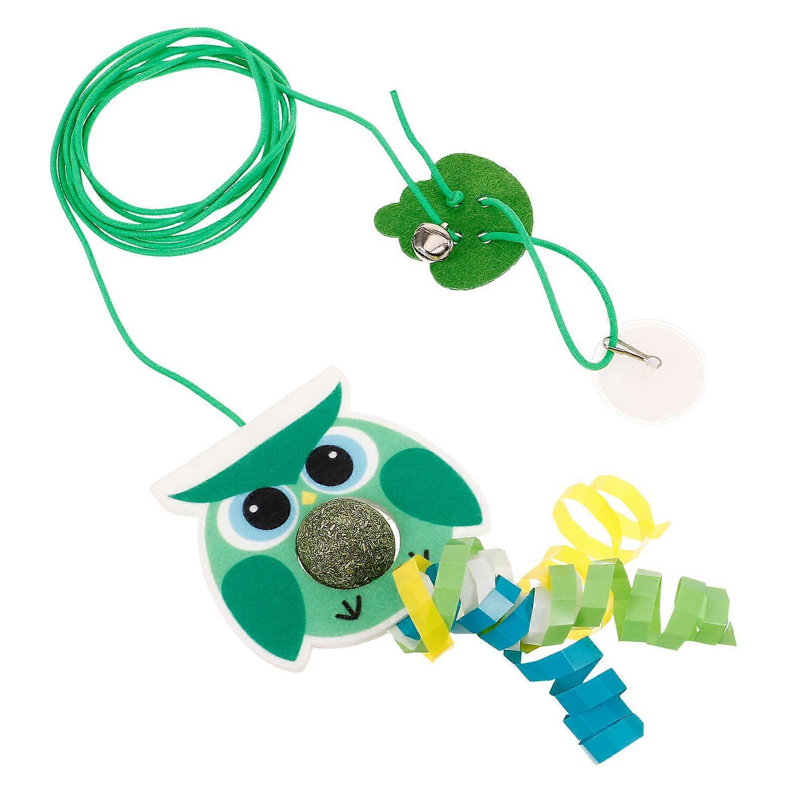 Door Hanging Cat Toy Interactive 2Pcs Felt Owl Elastic Cord Cat Toy