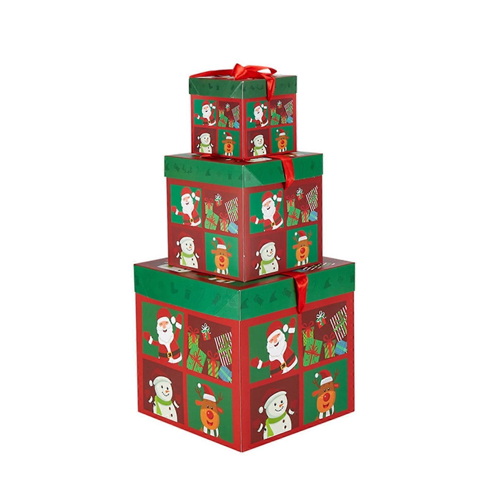 Clearance! VISALY Bobasndm 3Pcs Boxes Plaid Christmas Nesting Boxes with Lids In 3 Assorted Sizes for Holiday Decorative Wrapping