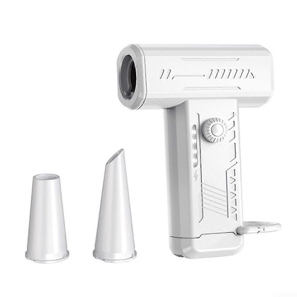 Mini Turbo Fan Portable Handheld With LED Light, Stepless Speed Adjustment 130000 RPM For Camping And Outdoor White