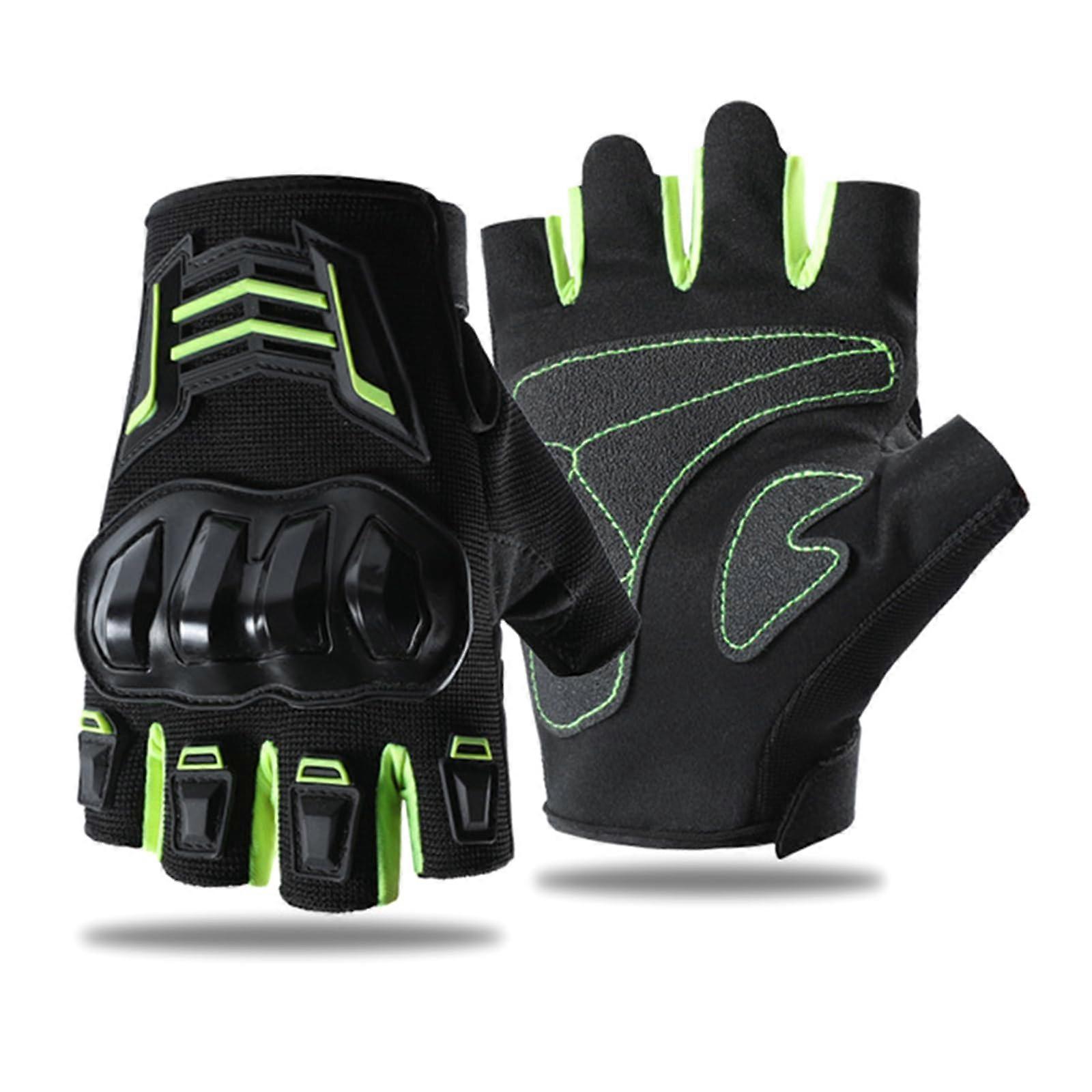 Breathable AntiSlip Motorcycle Gloves With Protective Padding And Flexible Grip For LongDistance Cycling Green L