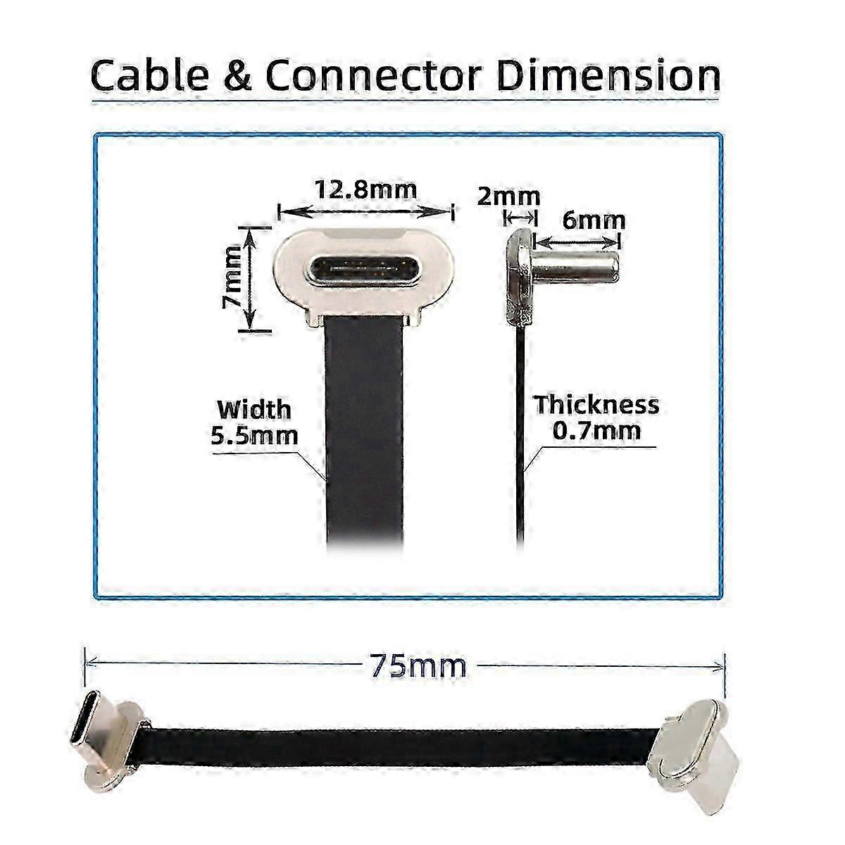 UC-170-0.07M 75mm Angled USB-C to USB-C Ultra Slim Flat USB2.0 Data Cable 65W Fast Charge Cord for L 2025