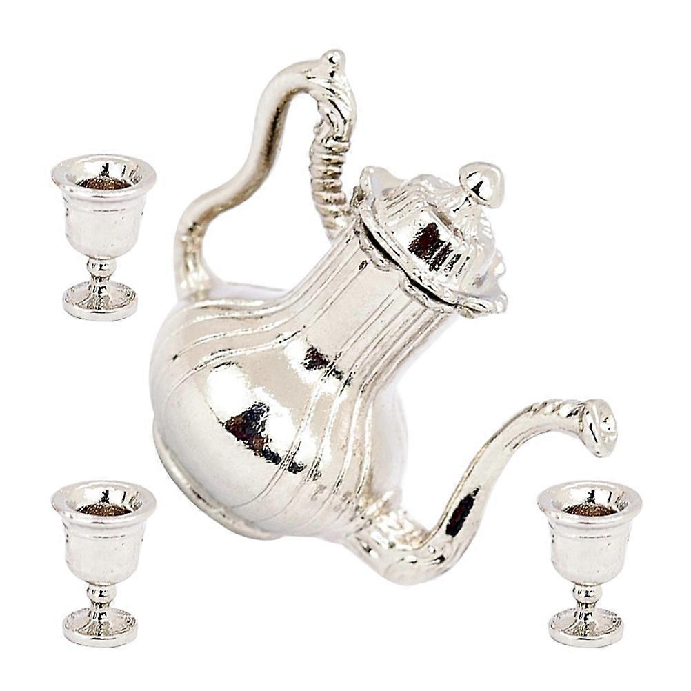 Realistic Mini Tea Set Doll House Miniature Kettle 3 Sets Ideal For Collection Display Enhancing Miniature Models