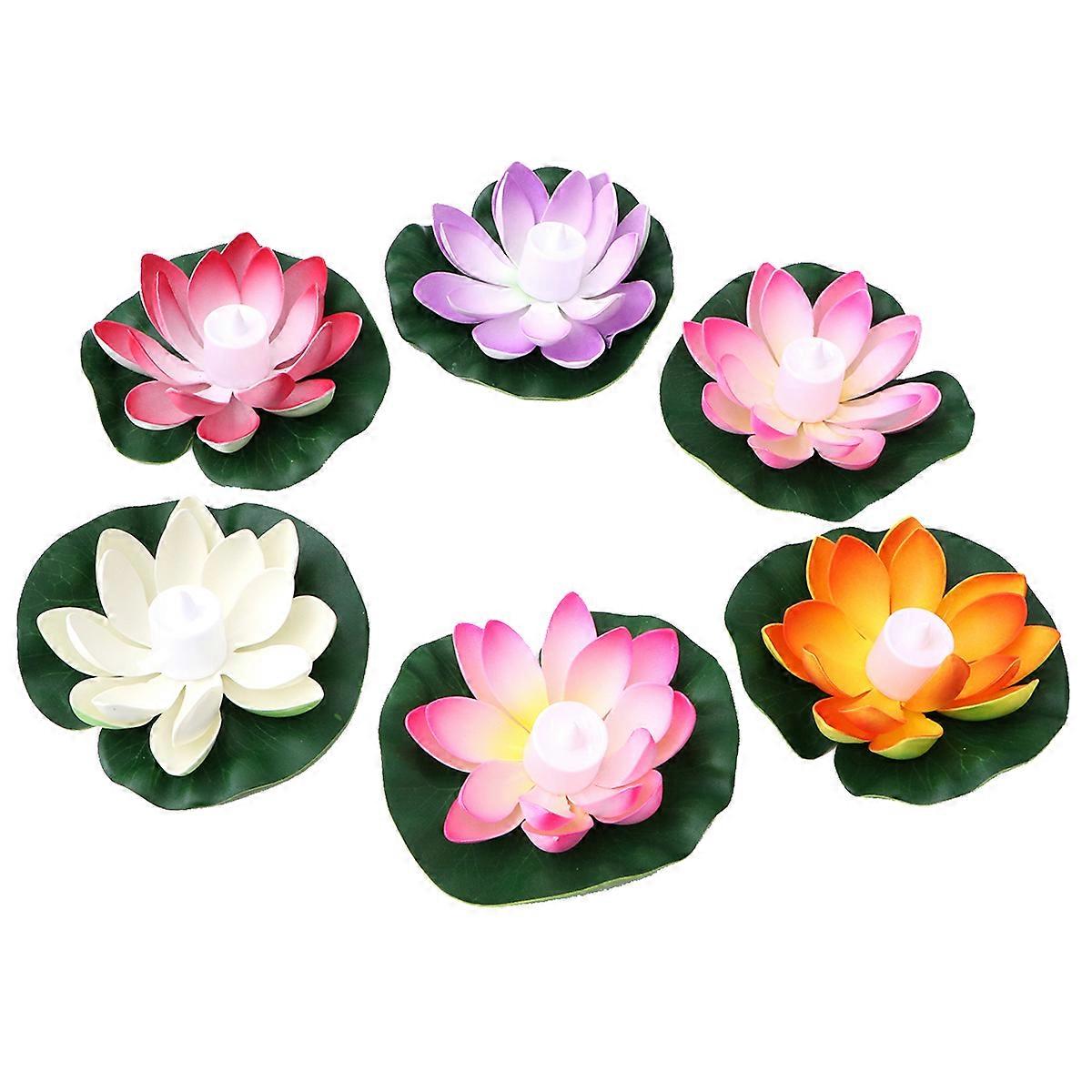 LED Light Lotus Water Lamp for Festival with 18Pcs Colorful Candle Lights